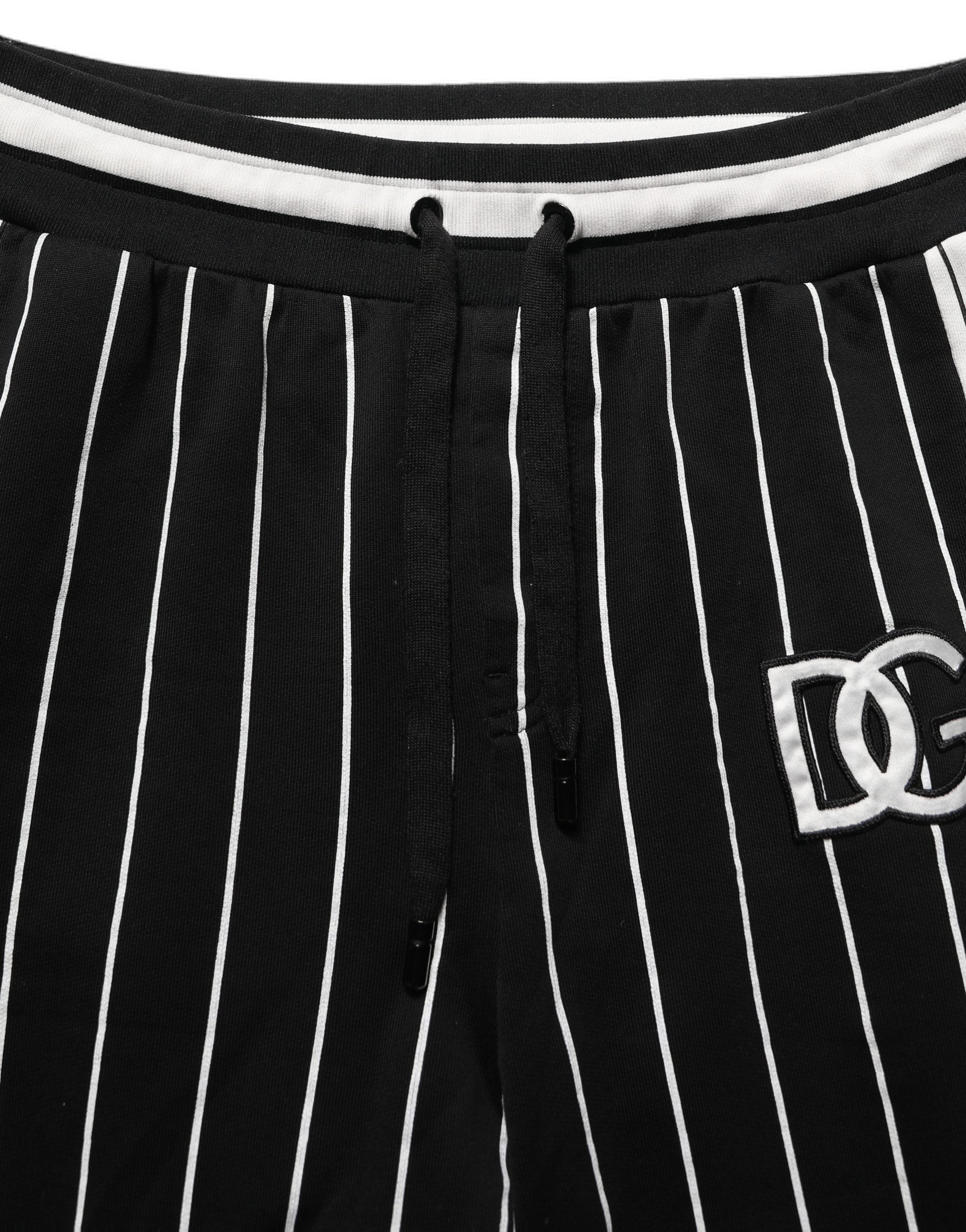 Dolce & Gabbana Black Striped DG Patch Men Sweatpants Pants Dolce & Gabbana