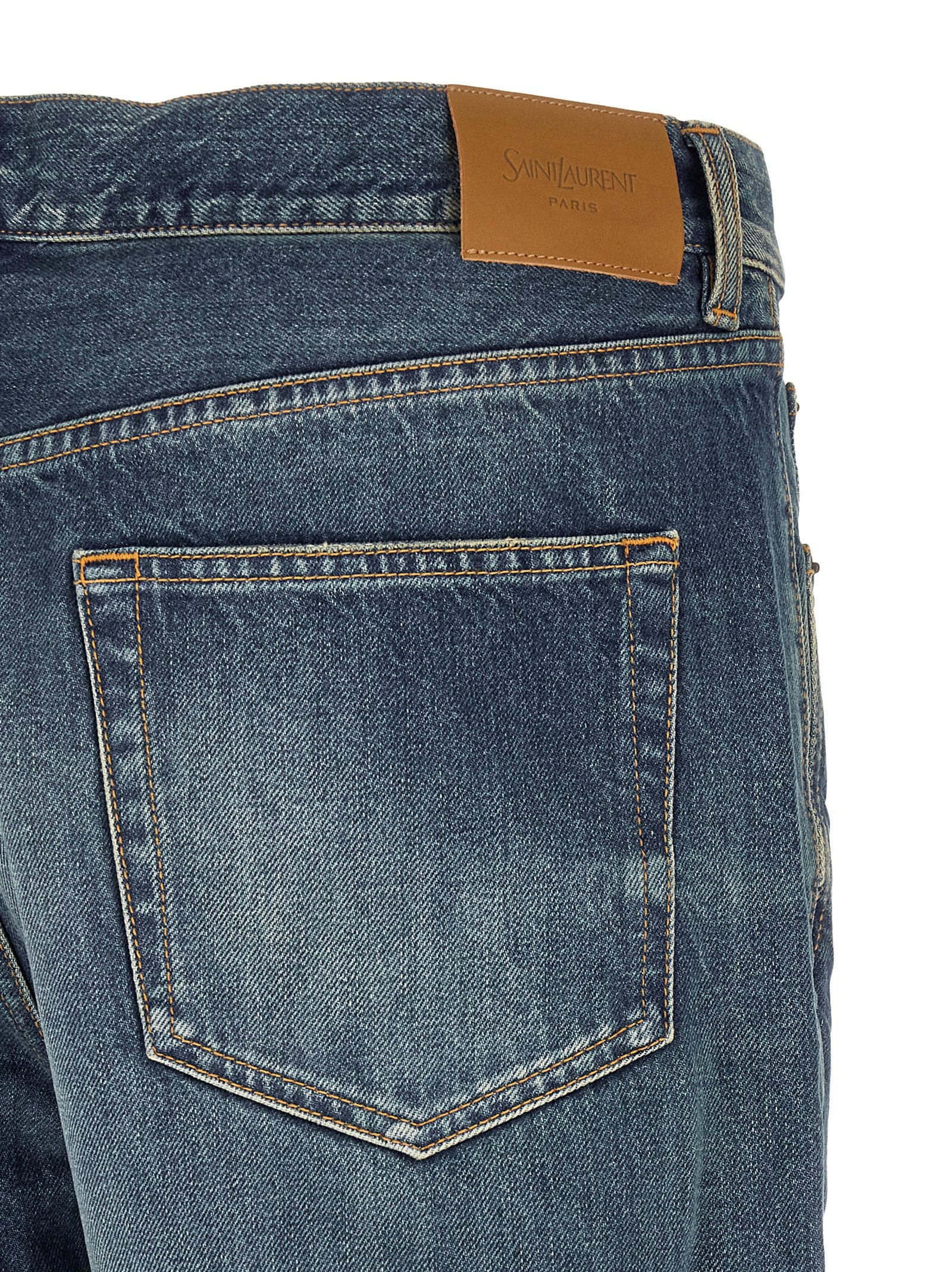 Saint Laurent Blue Cotton Straight-Leg Jeans Saint Laurent