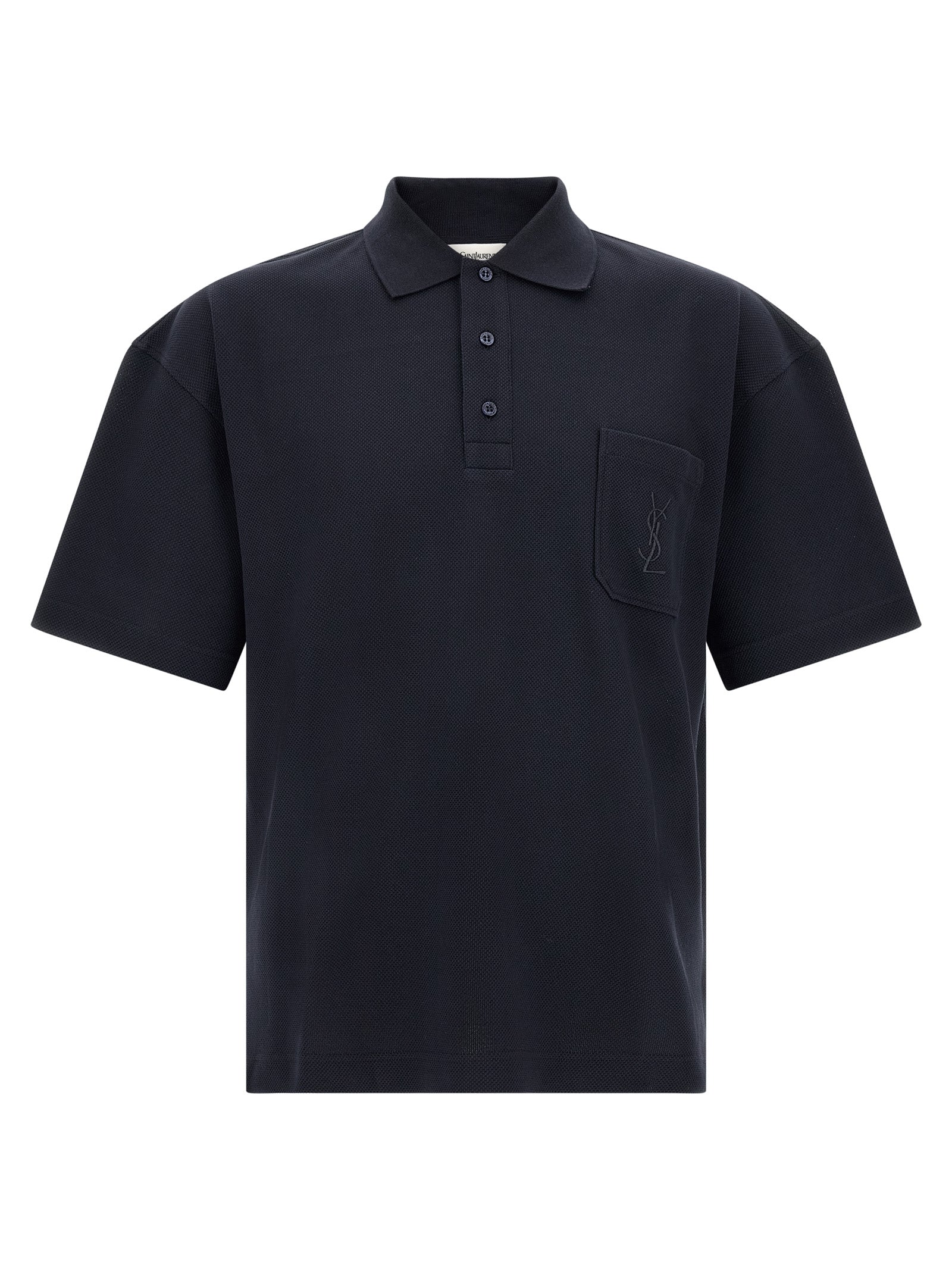 Saint Laurent Blue Cotton Polo Shirt Saint Laurent