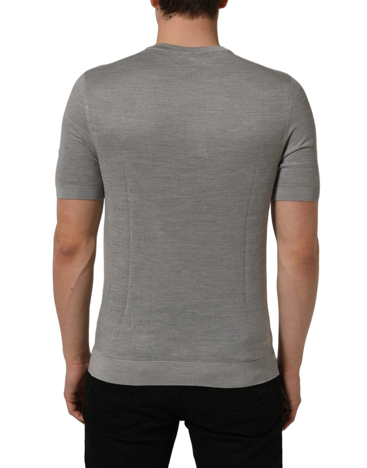 Dolce & Gabbana Gray Silk Crew Neck Short Sleeves T-shirt Dolce & Gabbana