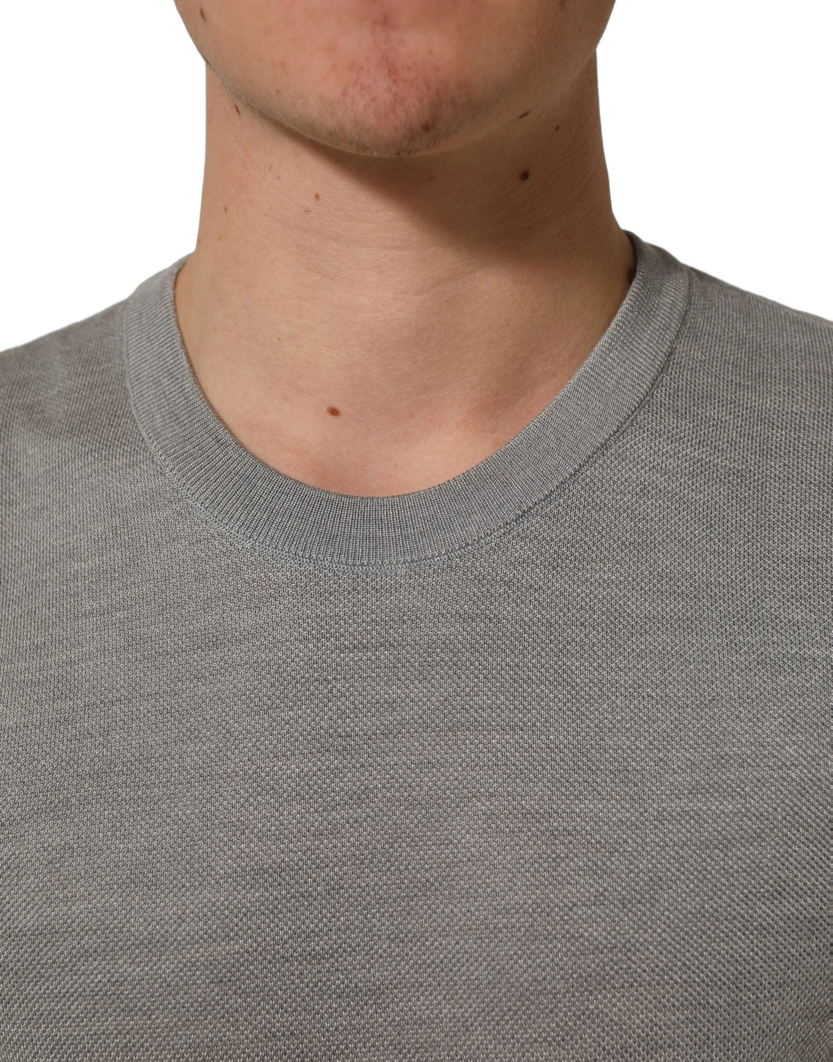 Dolce & Gabbana Gray Silk Crew Neck Short Sleeves T-shirt Dolce & Gabbana