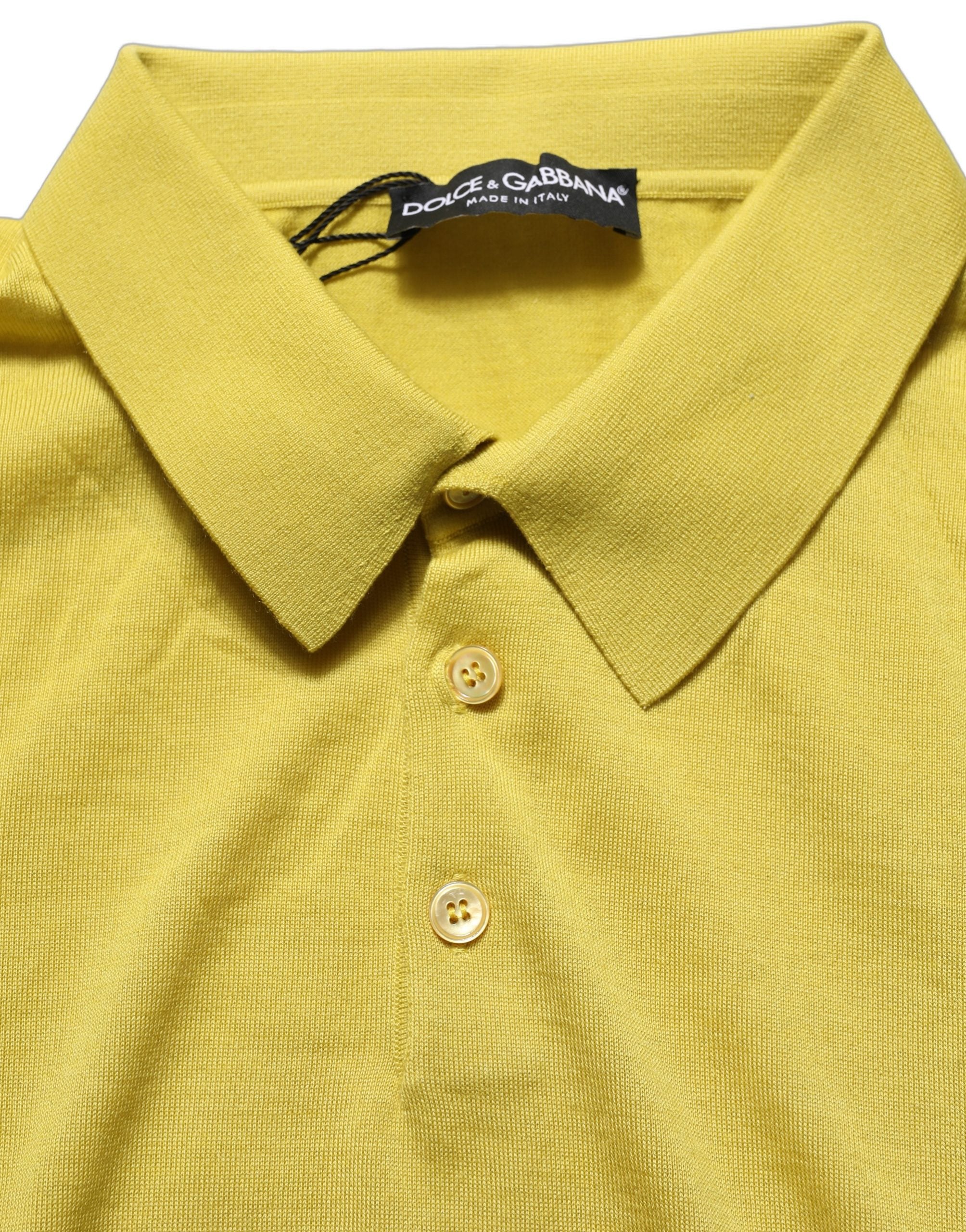 Dolce & Gabbana Yellow Cashmere Short Sleeves Polo T-shirt Dolce & Gabbana