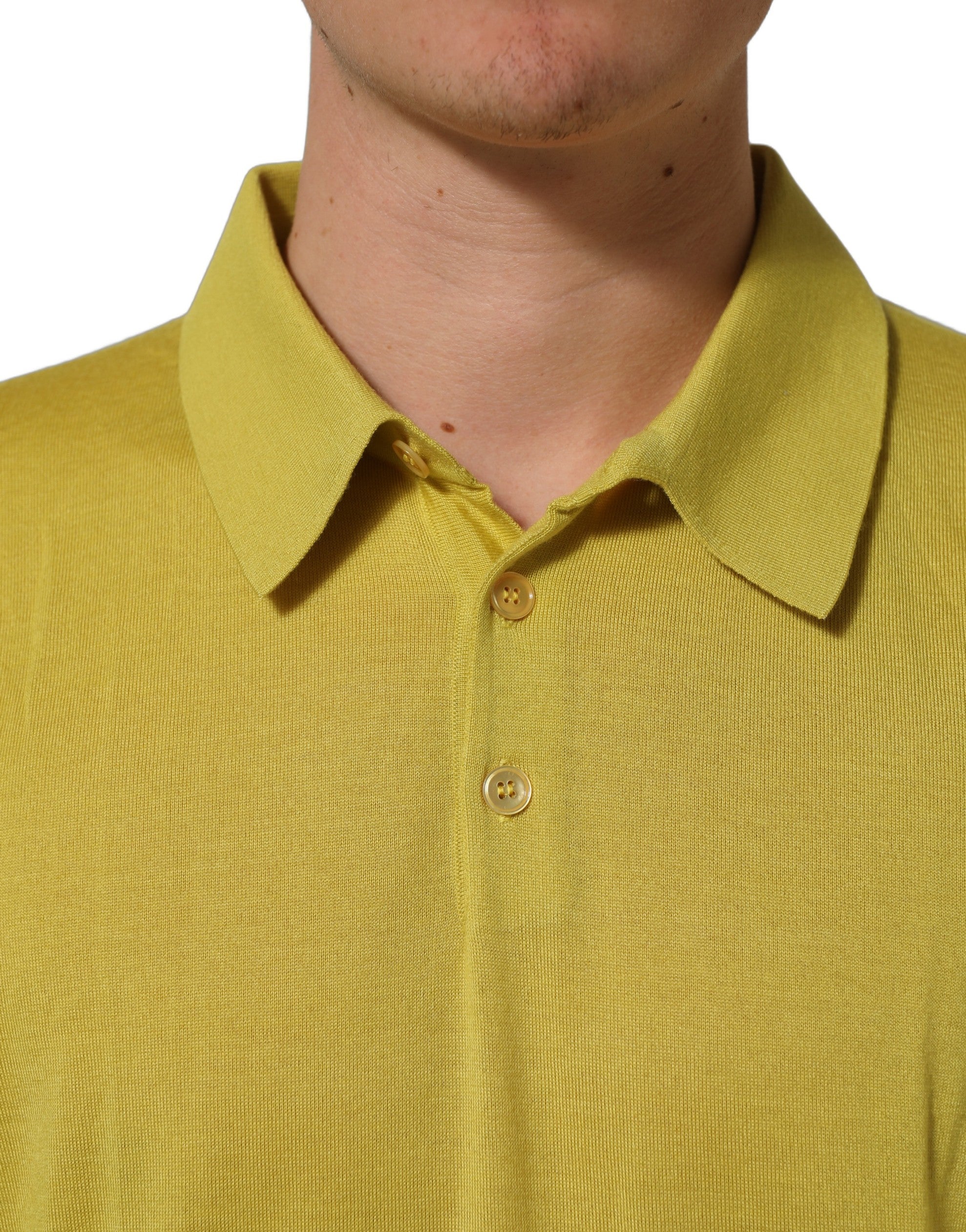 Dolce & Gabbana Yellow Cashmere Short Sleeves Polo T-shirt Dolce & Gabbana