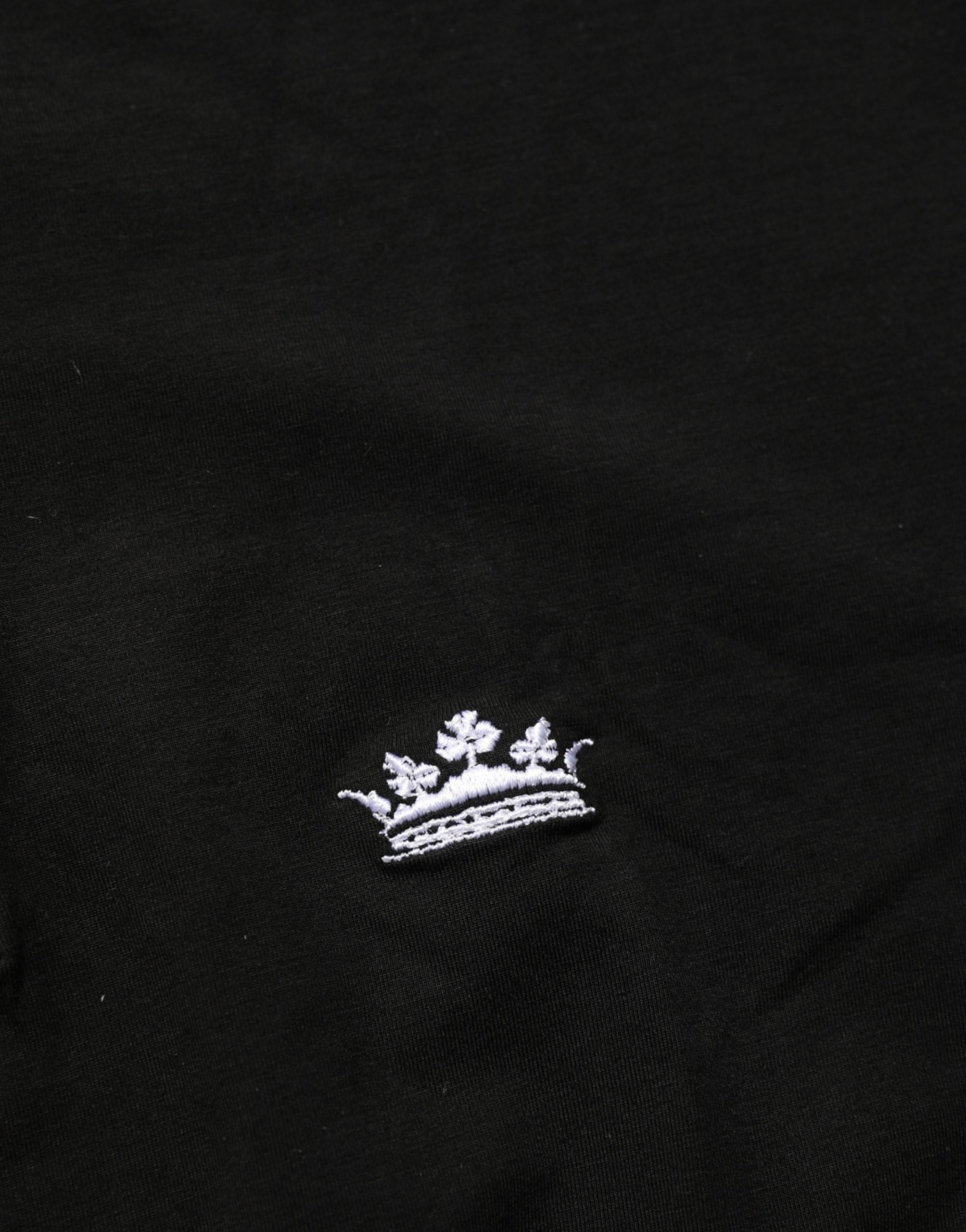 Dolce & Gabbana Black Crown Short Sleeved Henley Men T-shirt Dolce & Gabbana