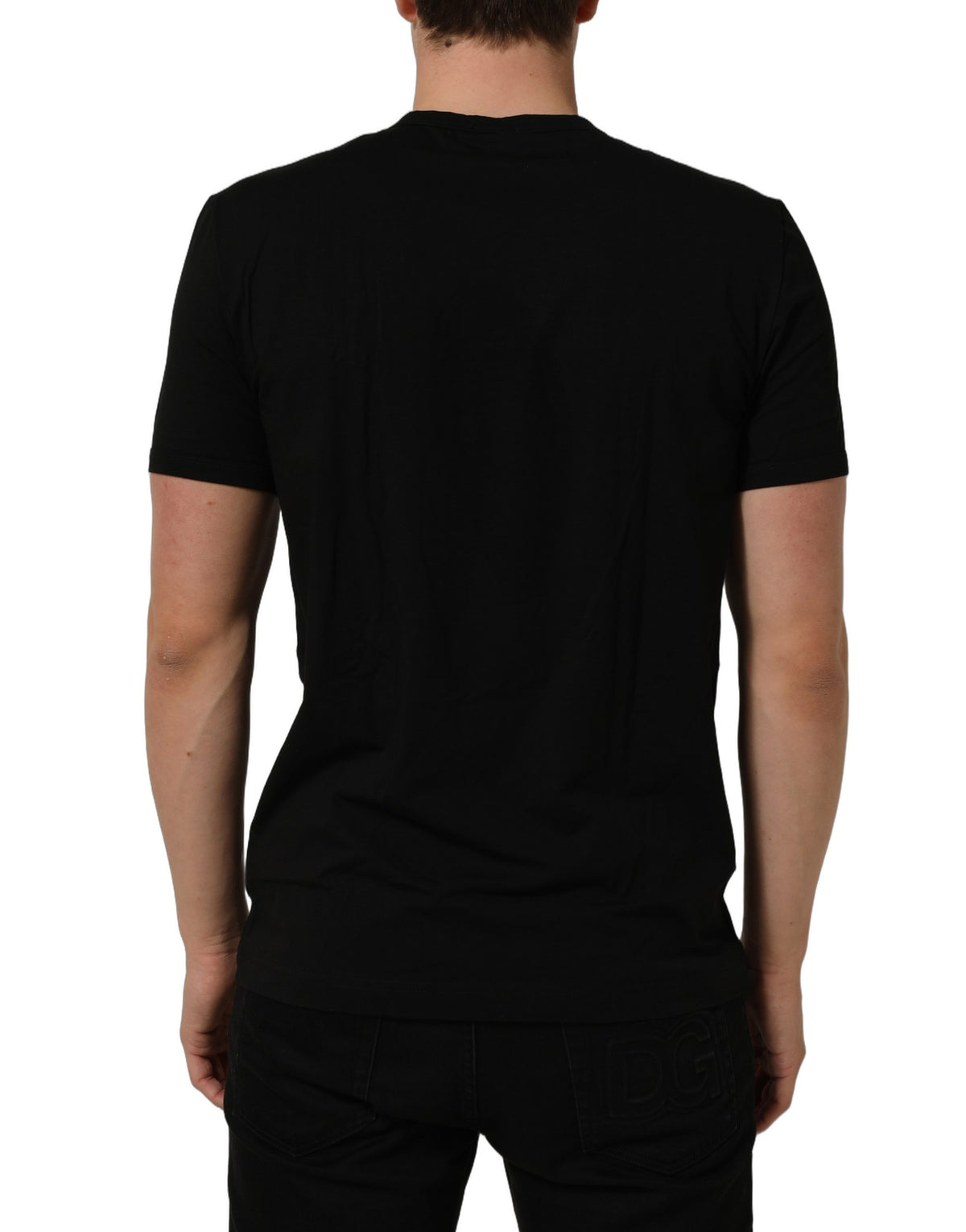 Dolce & Gabbana Black Crown Short Sleeved Henley Men T-shirt Dolce & Gabbana