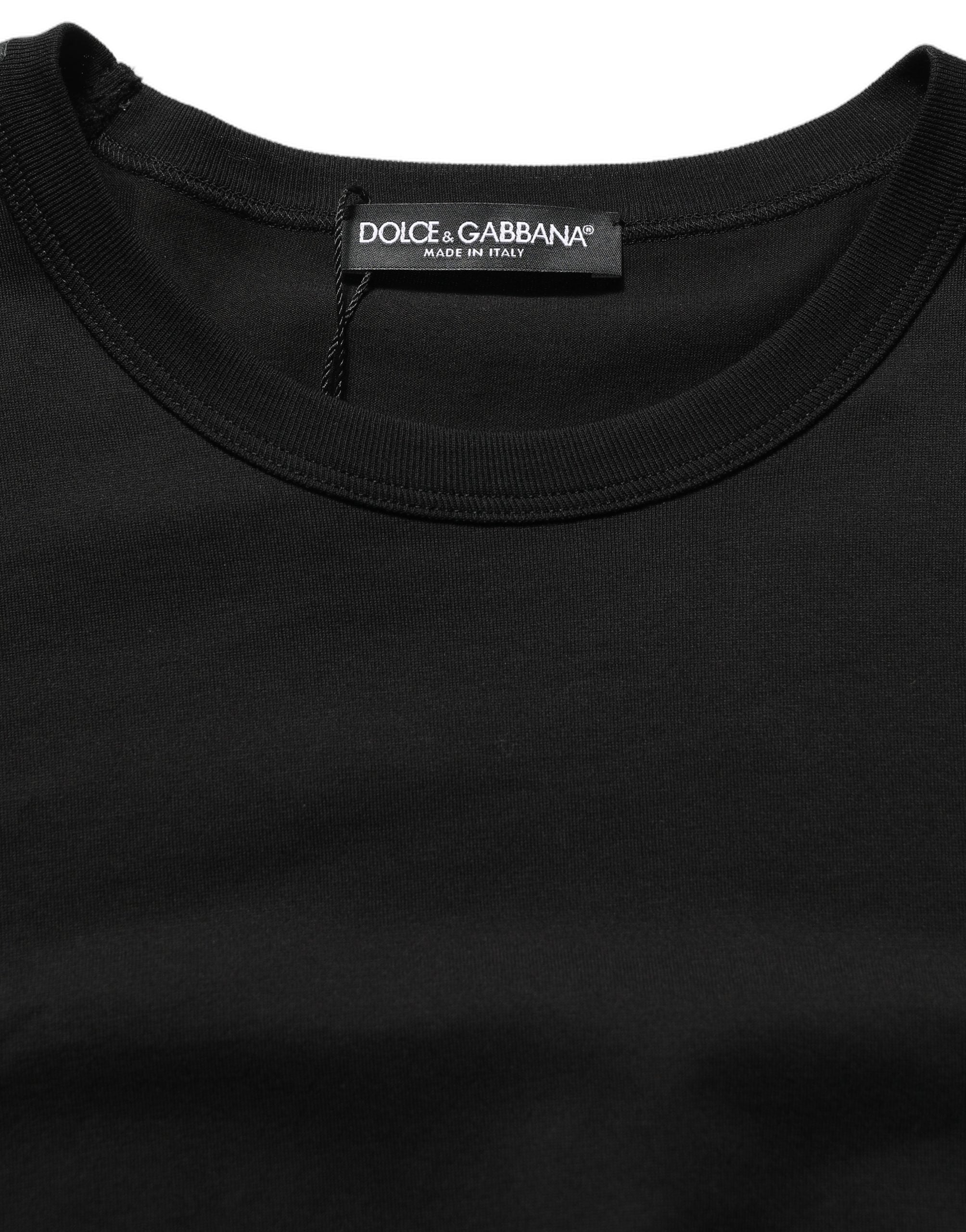 Dolce & Gabbana Black Cotton Crew Neck Short Sleeve T-shirt Dolce & Gabbana