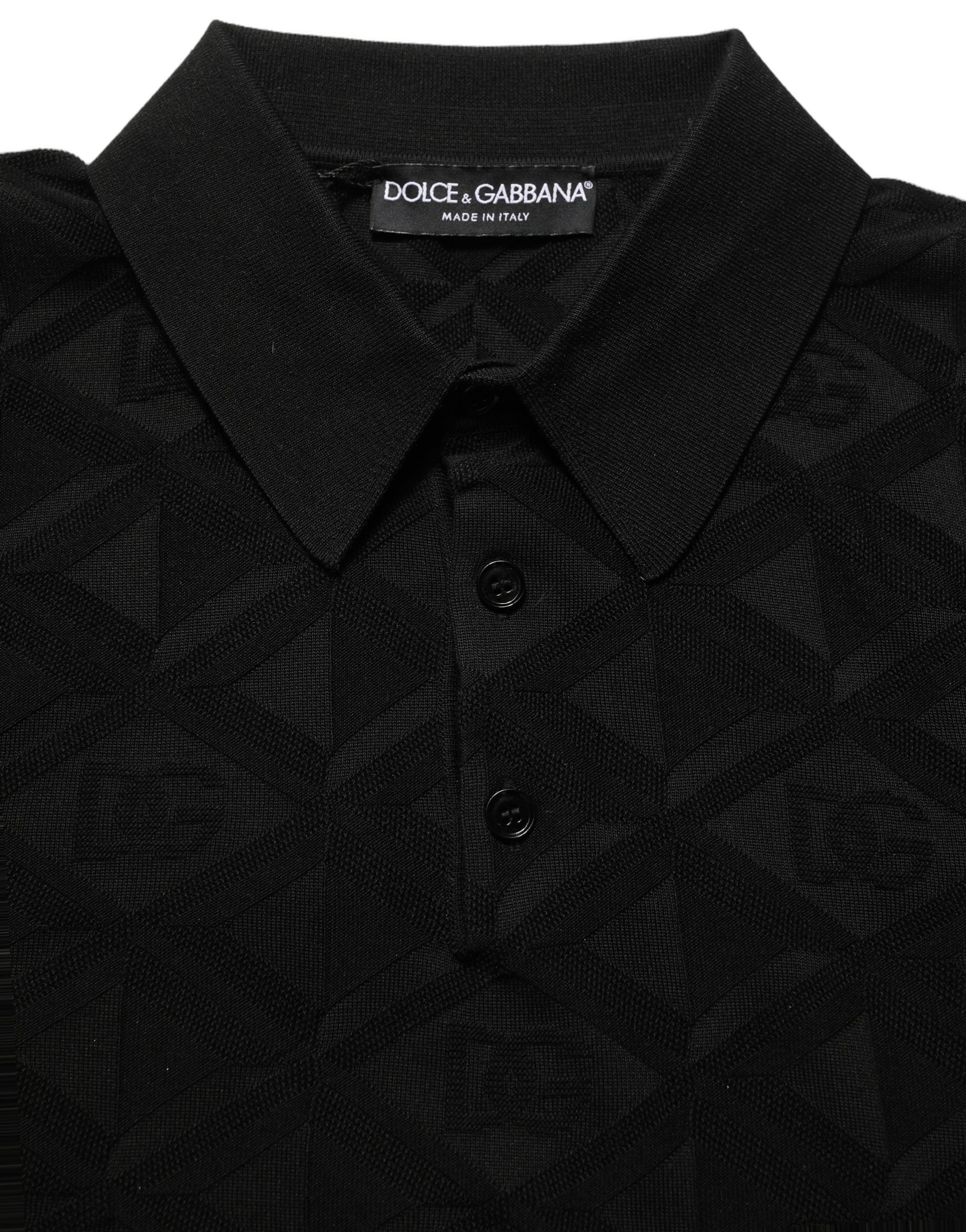Dolce & Gabbana Black Silk Short Sleeve Knit Polo T-shirt Dolce & Gabbana
