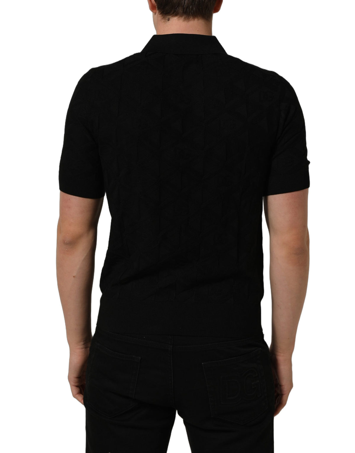 Dolce & Gabbana Black Silk Short Sleeve Knit Polo T-shirt Dolce & Gabbana