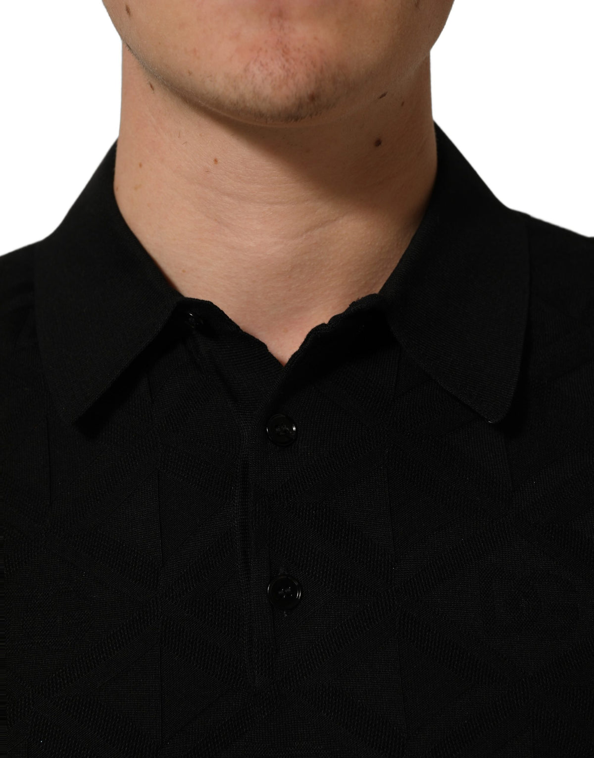 Dolce & Gabbana Black Silk Short Sleeve Knit Polo T-shirt Dolce & Gabbana
