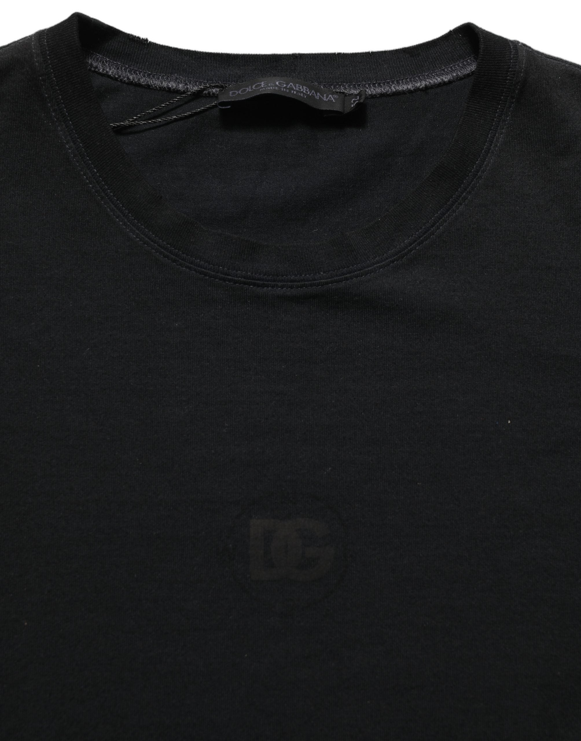 Dolce & Gabbana Black Cotton Short Sleeve Crew Neck T-shirt Dolce & Gabbana