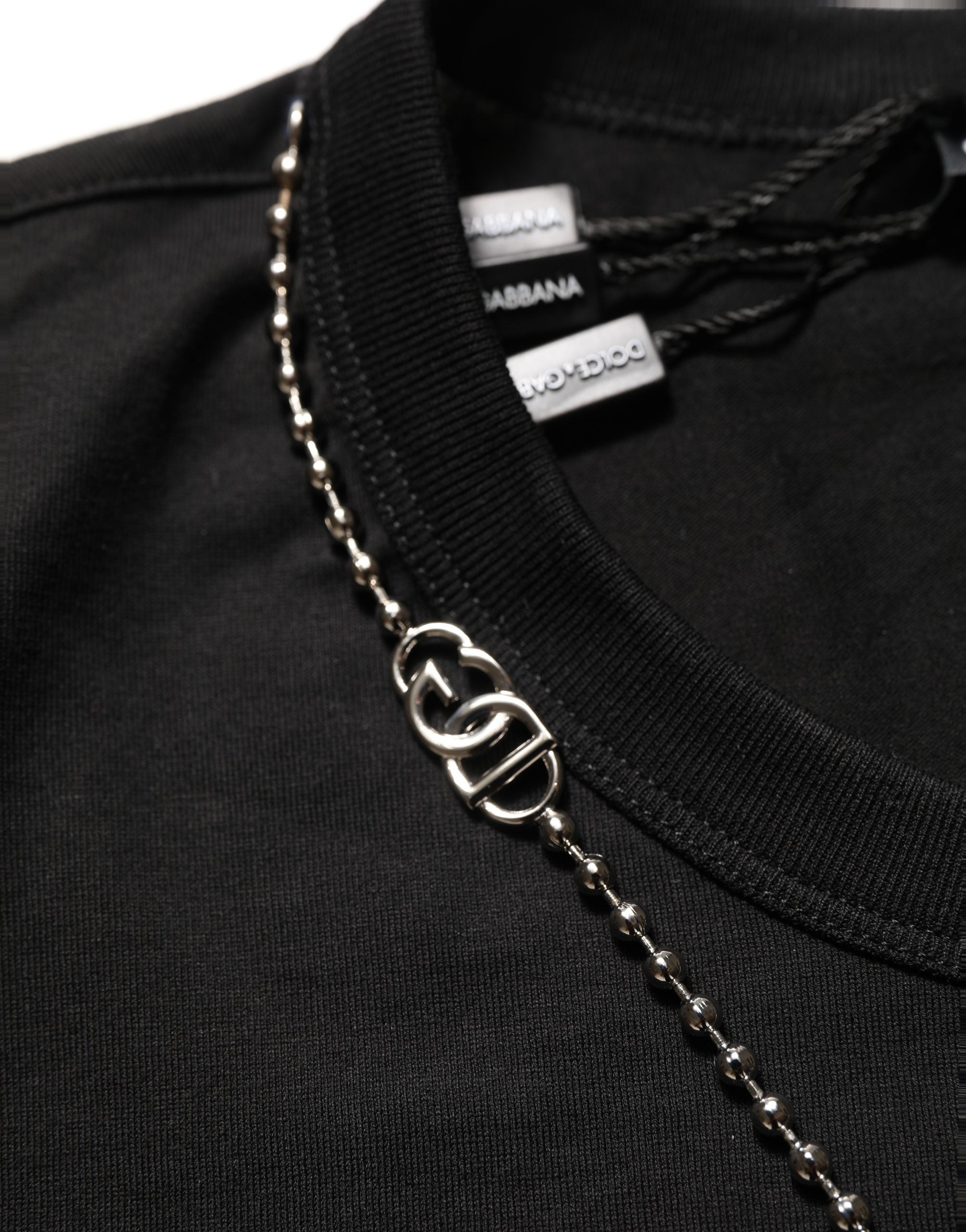 Dolce & Gabbana Black Dog Tag Short Sleeve CrewNeck T-shirt Dolce & Gabbana