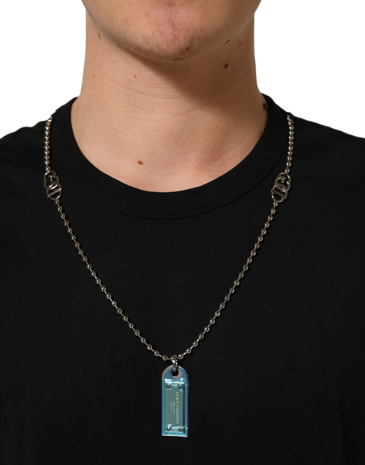 Dolce & Gabbana Black Dog Tag Short Sleeve CrewNeck T-shirt Dolce & Gabbana