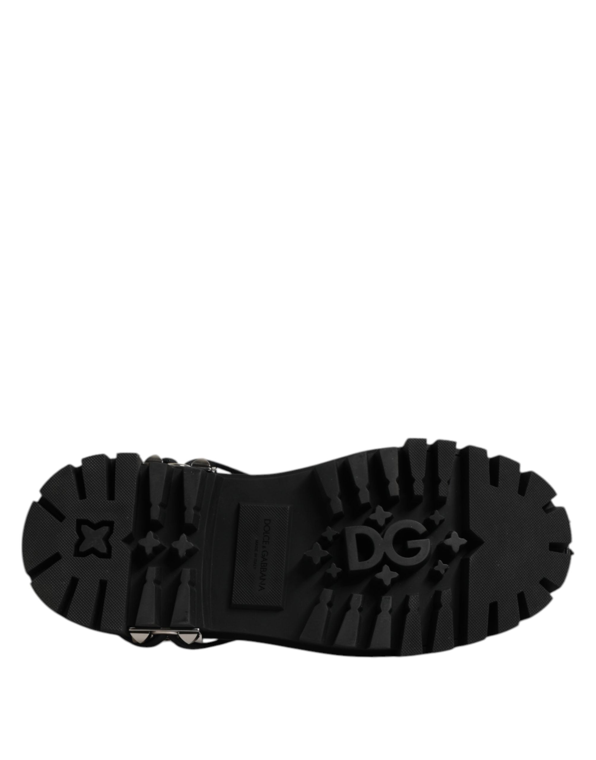 Dolce & Gabbana Black Studded Leather Hi-Trekking Derby Men Shoes Dolce & Gabbana