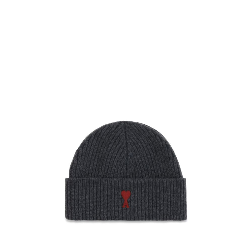 Ami Paris Gray Wool Oves Aries Beanie Ami Paris