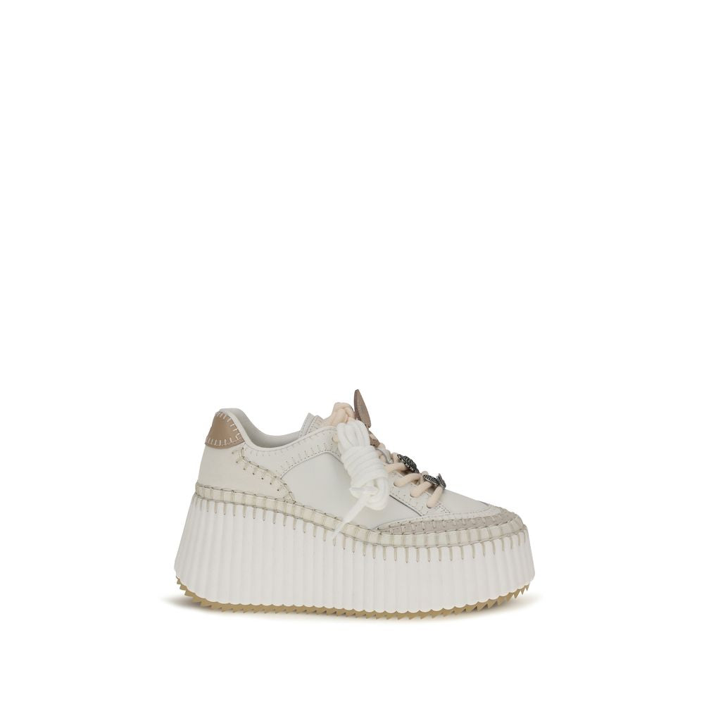 Chloé White Calf Leather Bos Taurus Platform Sneakers Chloé