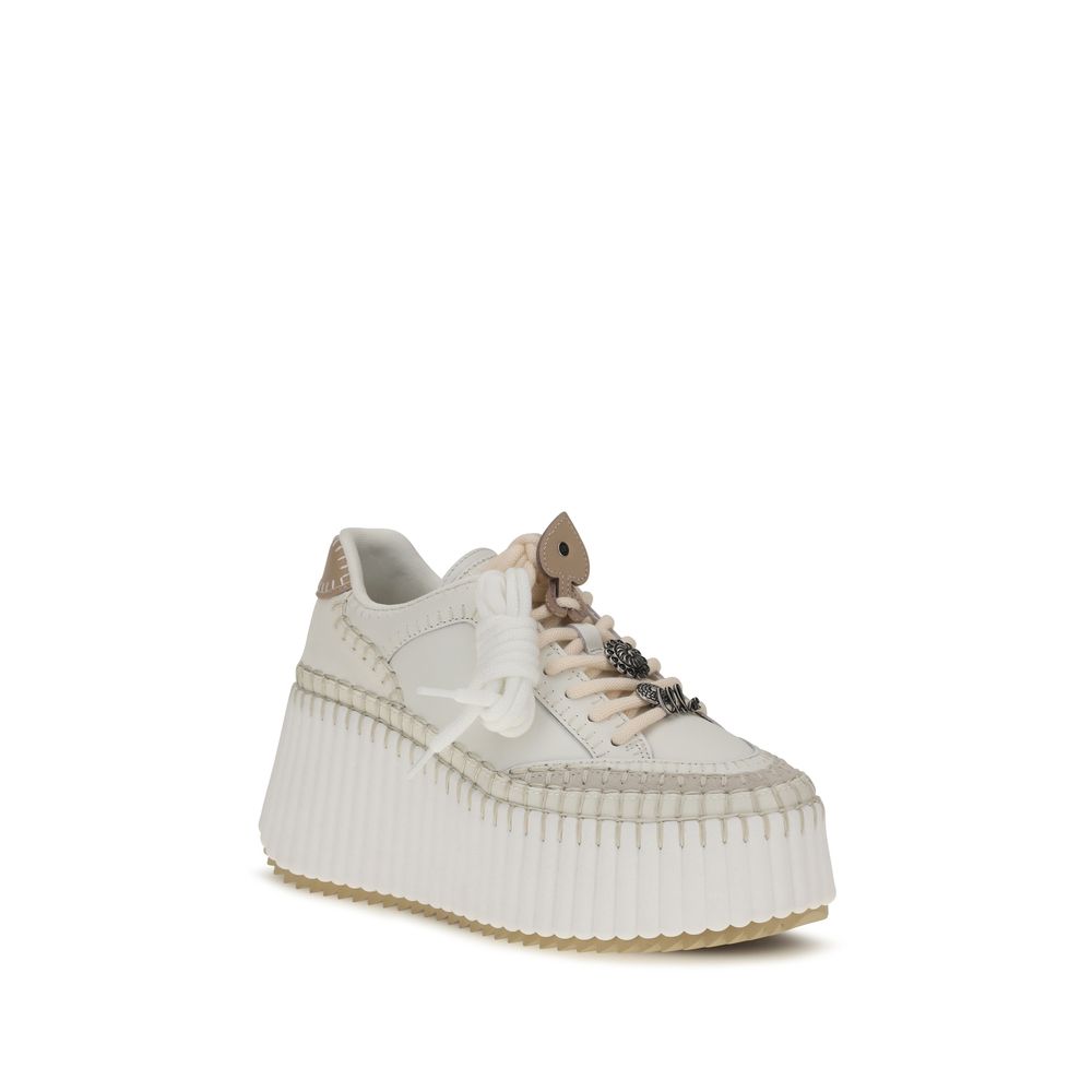 Chloé White Calf Leather Bos Taurus Platform Sneakers Chloé