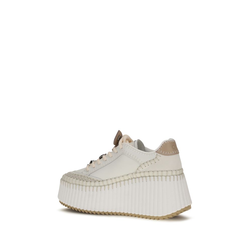 Chloé White Calf Leather Bos Taurus Platform Sneakers Chloé