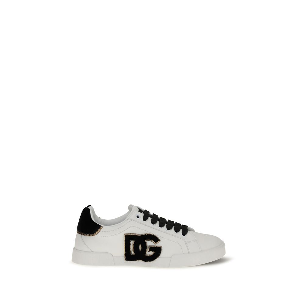 Dolce & Gabbana White Calf Leather Bos Taurus Low Top Sneakers Dolce & Gabbana