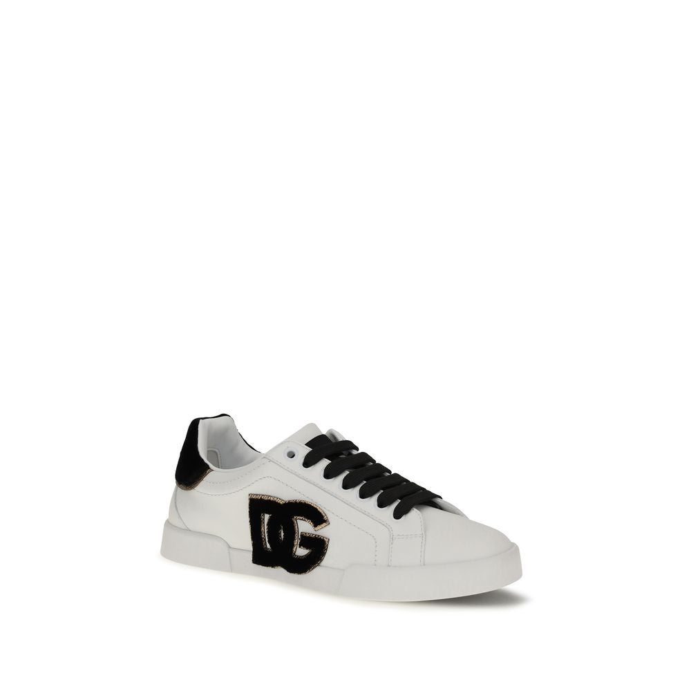Dolce & Gabbana White Calf Leather Bos Taurus Low Top Sneakers Dolce & Gabbana
