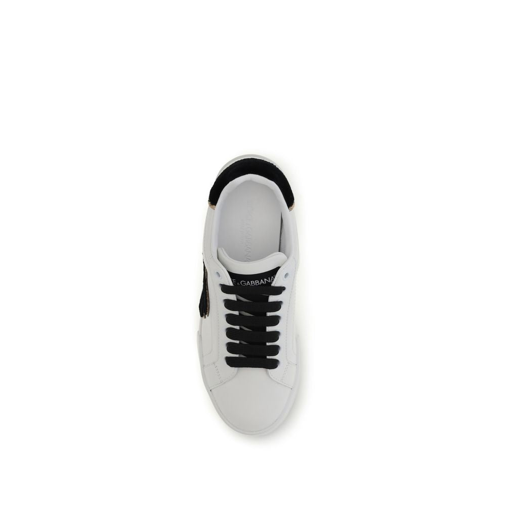 Dolce & Gabbana White Calf Leather Bos Taurus Low Top Sneakers Dolce & Gabbana