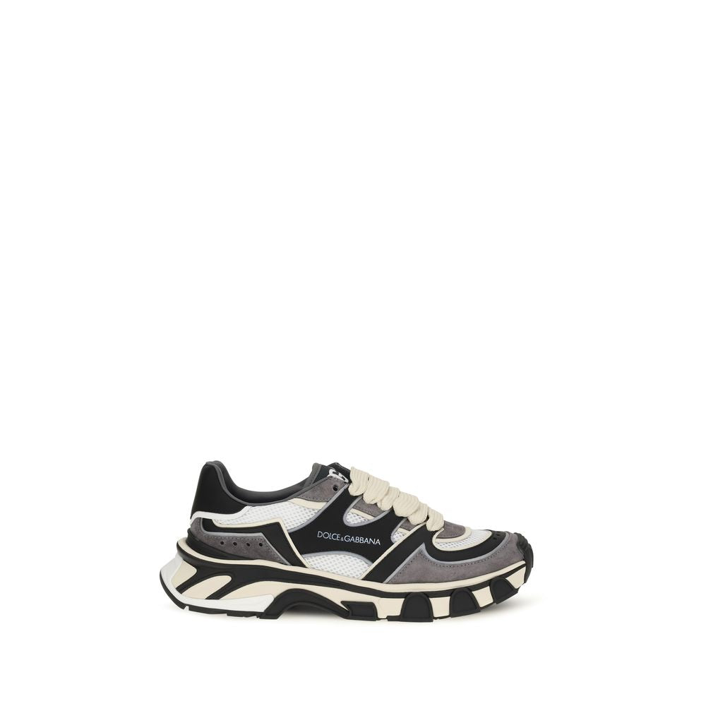 Dolce & Gabbana Gray Calf Leather Bos Taurus Chunky Sneakers Dolce & Gabbana