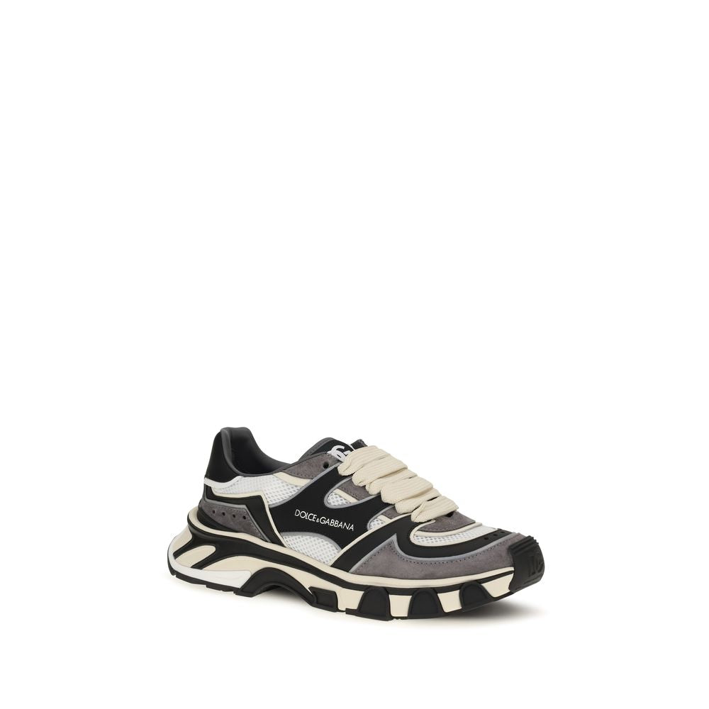 Dolce & Gabbana Gray Calf Leather Bos Taurus Chunky Sneakers Dolce & Gabbana