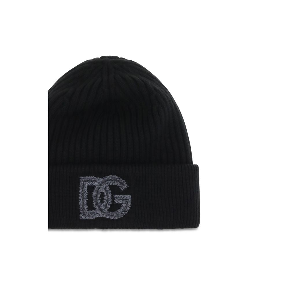 Dolce & Gabbana Black Wool Oves Aries Beanie Dolce & Gabbana