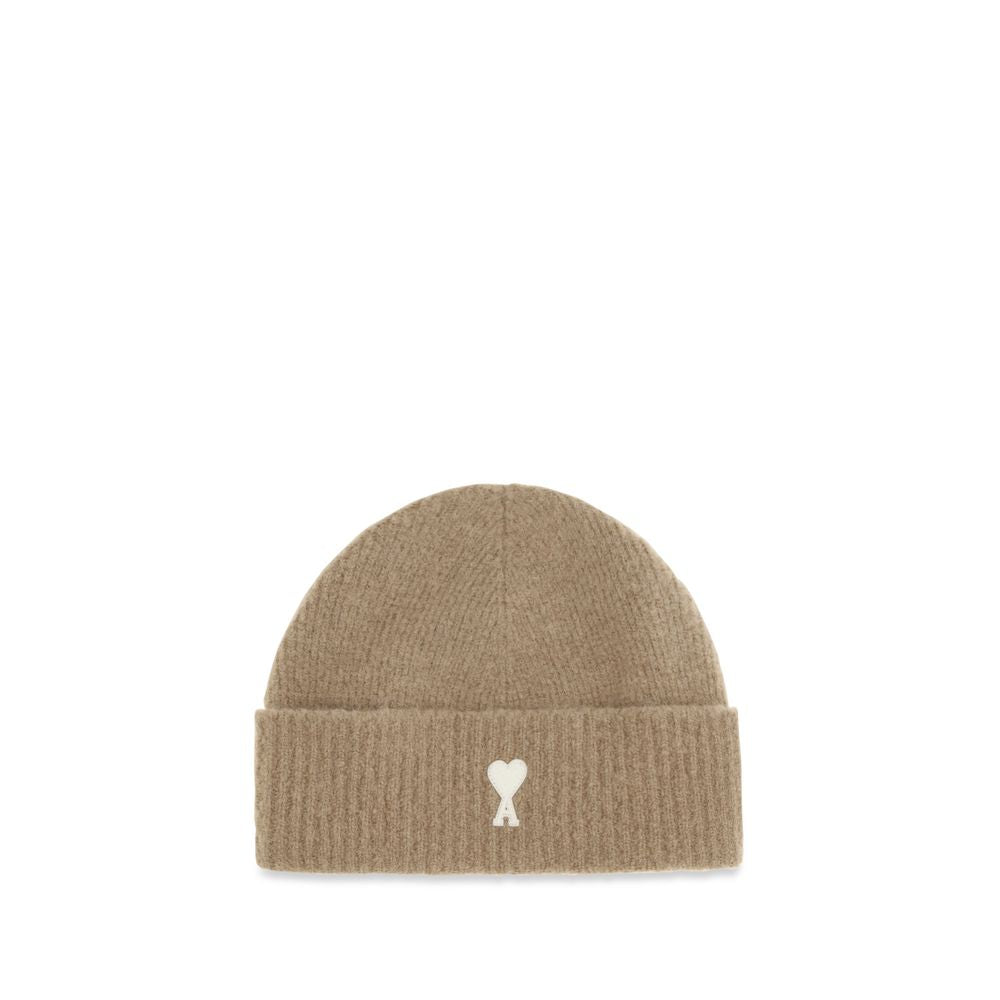 Ami Paris Beige Wool Oves Aries Beanie Ami Paris
