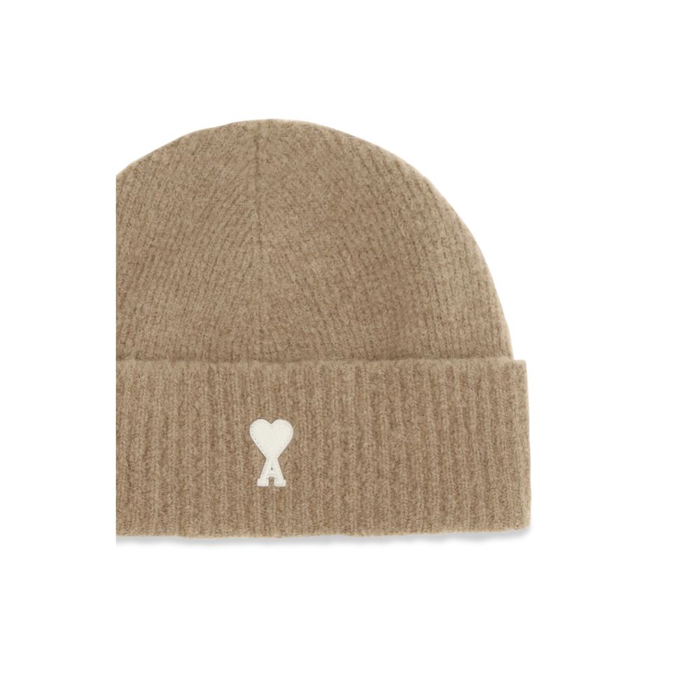 Ami Paris Beige Wool Oves Aries Beanie Ami Paris