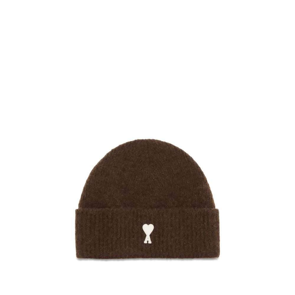 Ami Paris Brown Wool Oves Aries Beanie Ami Paris