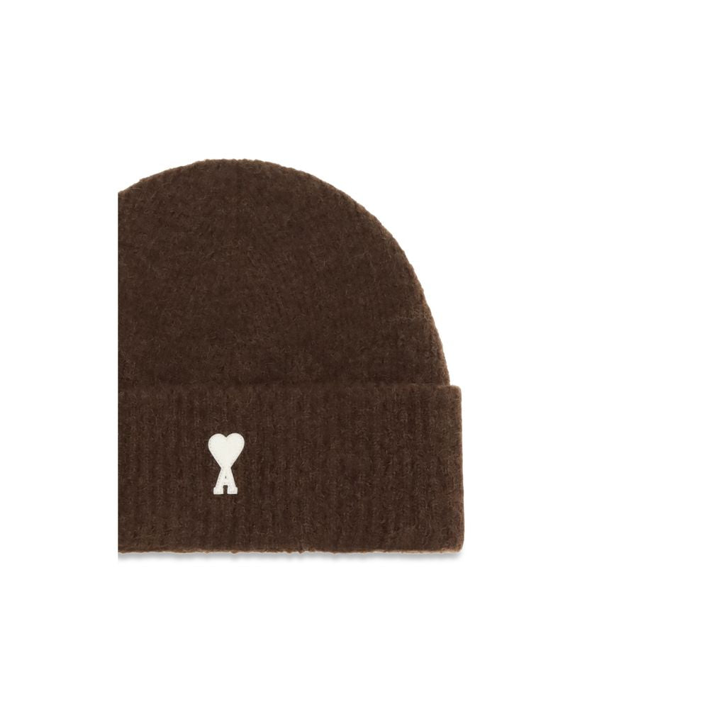 Ami Paris Brown Wool Oves Aries Beanie Ami Paris