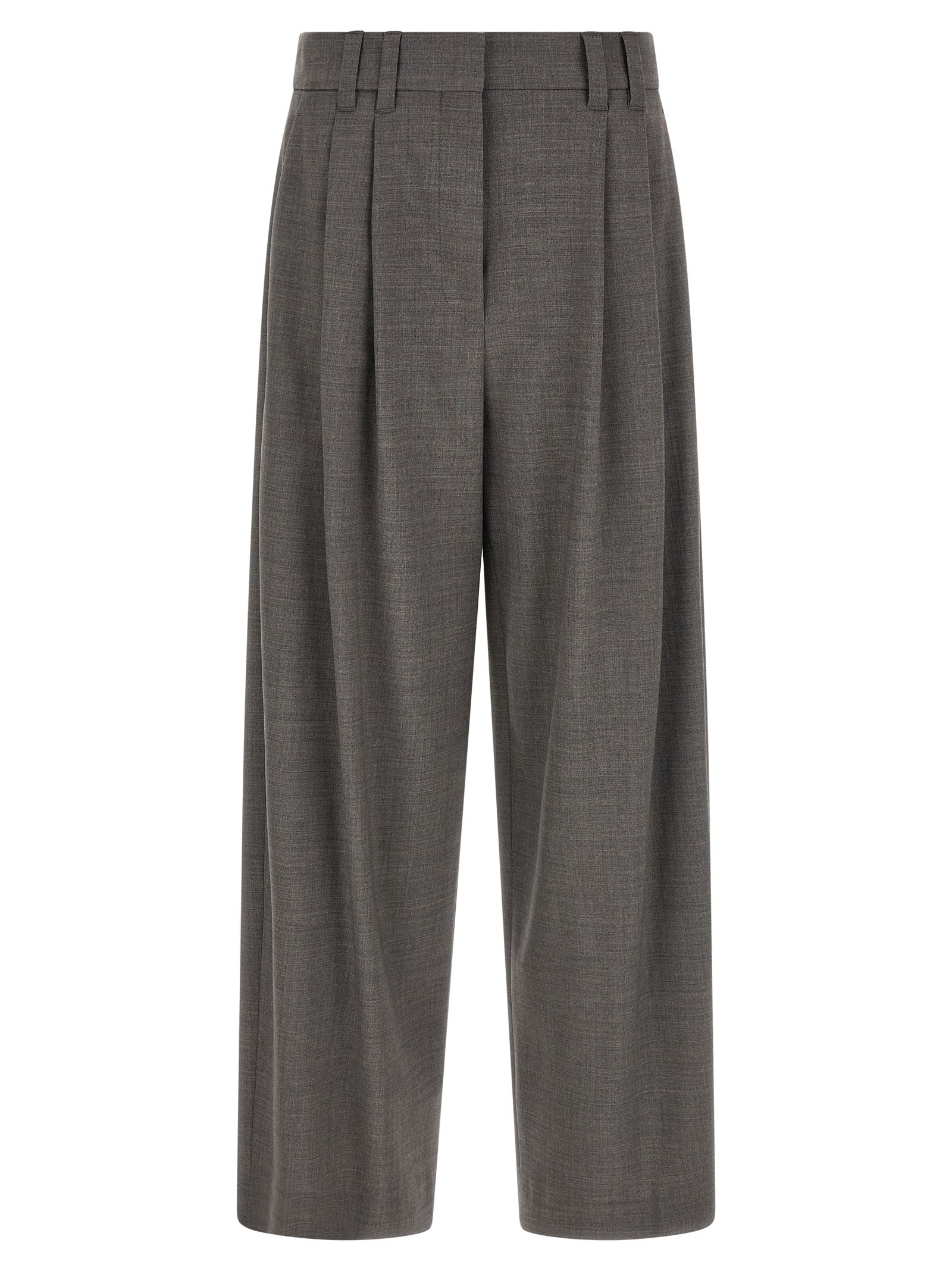 Brunello Cucinelli Gray Virgin Wool Cropped Pants Brunello Cucinelli