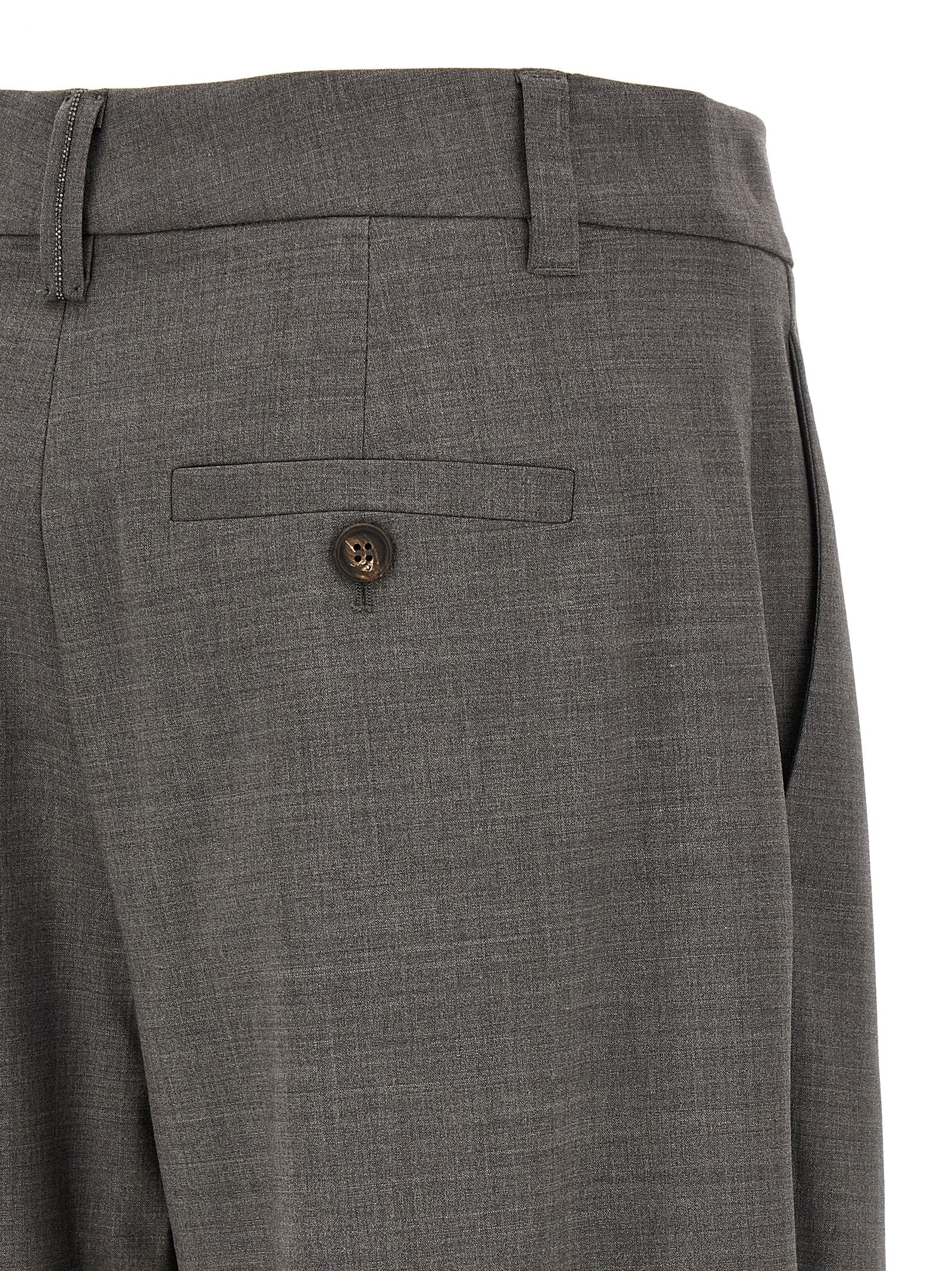 Brunello Cucinelli Gray Virgin Wool Cropped Pants Brunello Cucinelli