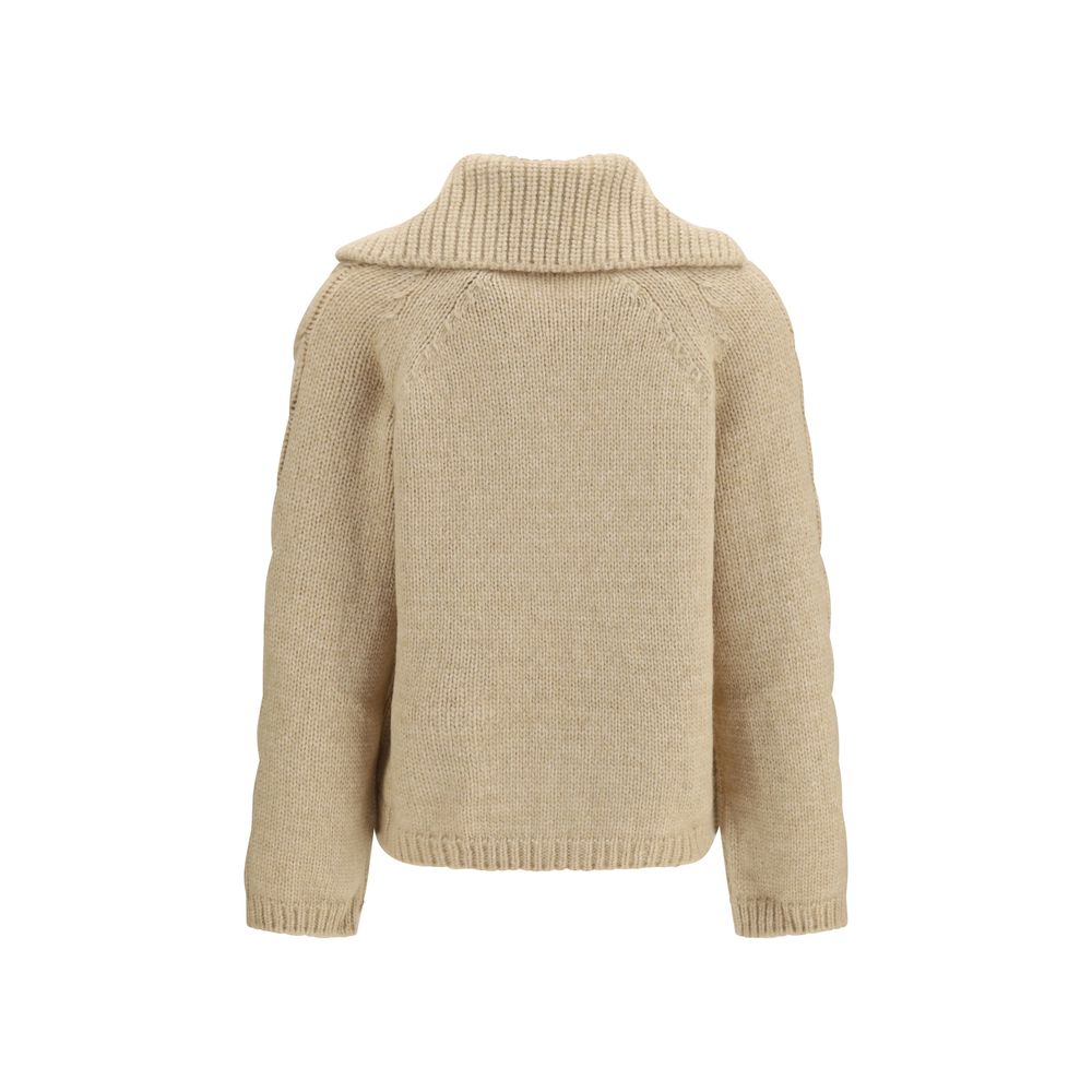 Moncler Beige Alpaca Vicugna Pacos Cardigan Moncler