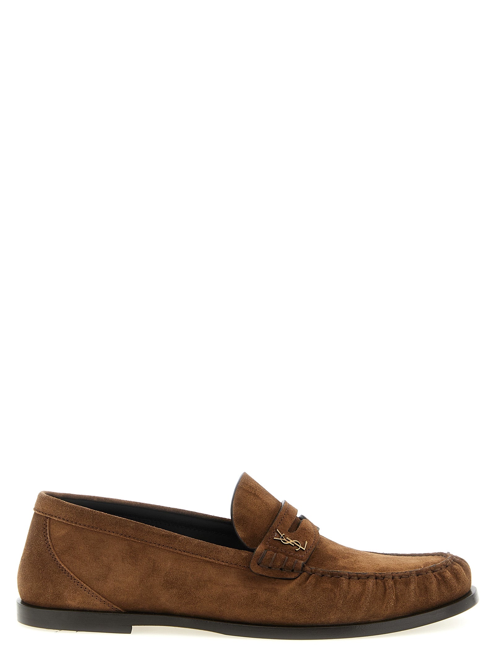 Saint Laurent Brown Calfskin Slip-On Loafers Saint Laurent