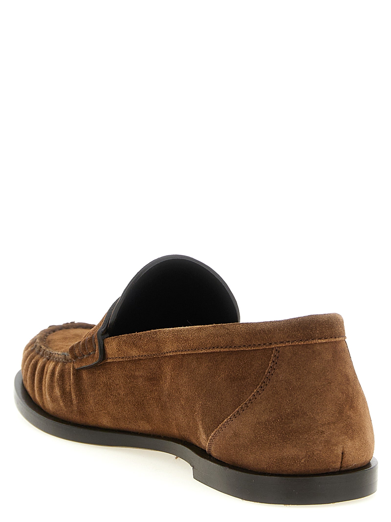Saint Laurent Brown Calfskin Slip-On Loafers Saint Laurent