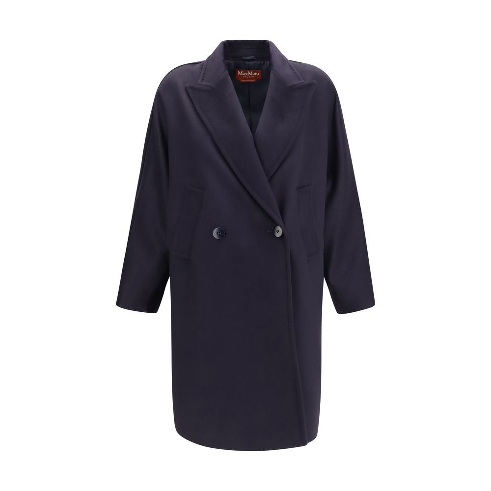 Max Mara Blue Wool Oves Aries Coat Max Mara