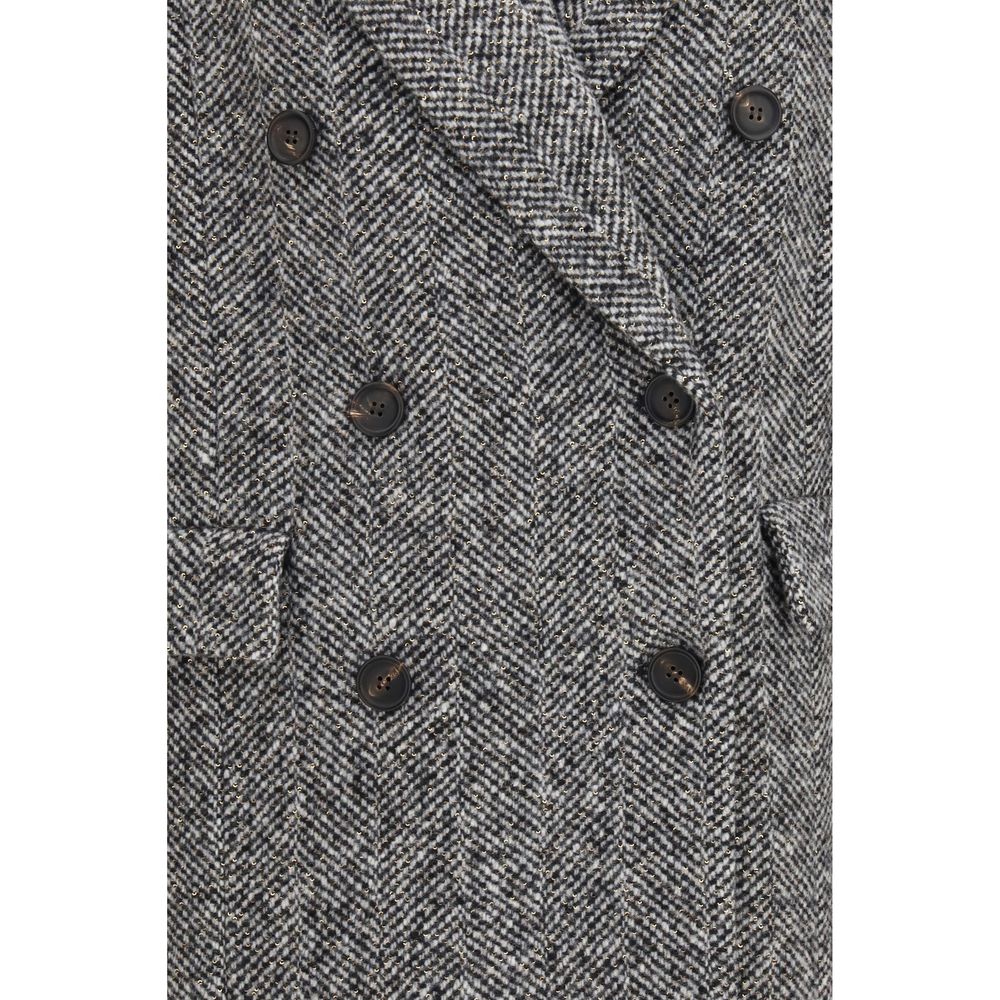 Brunello Cucinelli Gray Wool Oves Aries Coat Brunello Cucinelli