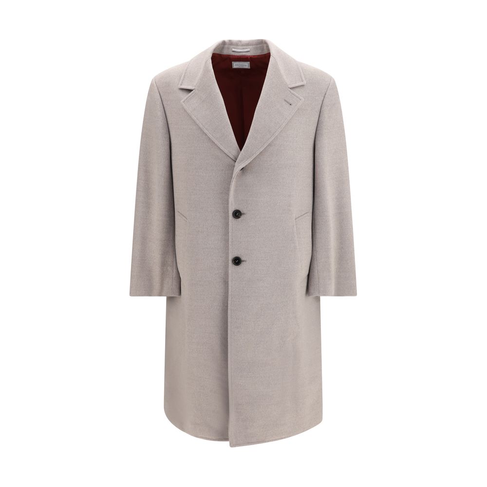 Brunello Cucinelli Beige Wool Oves Aries Coat Brunello Cucinelli