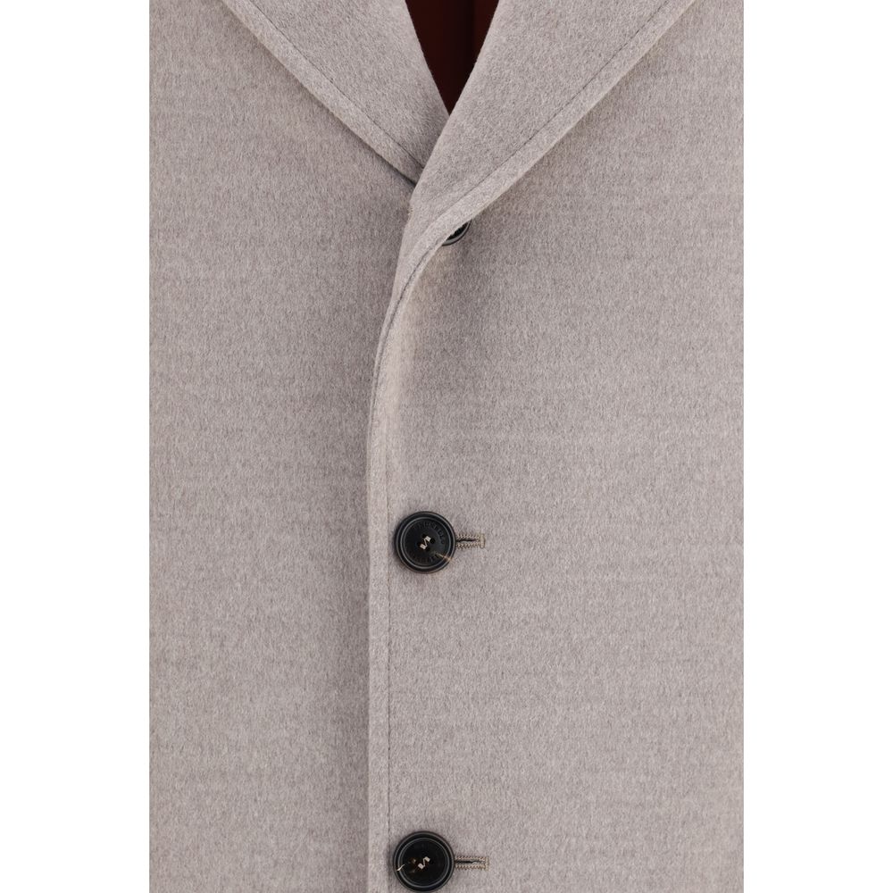 Brunello Cucinelli Beige Wool Oves Aries Coat Brunello Cucinelli
