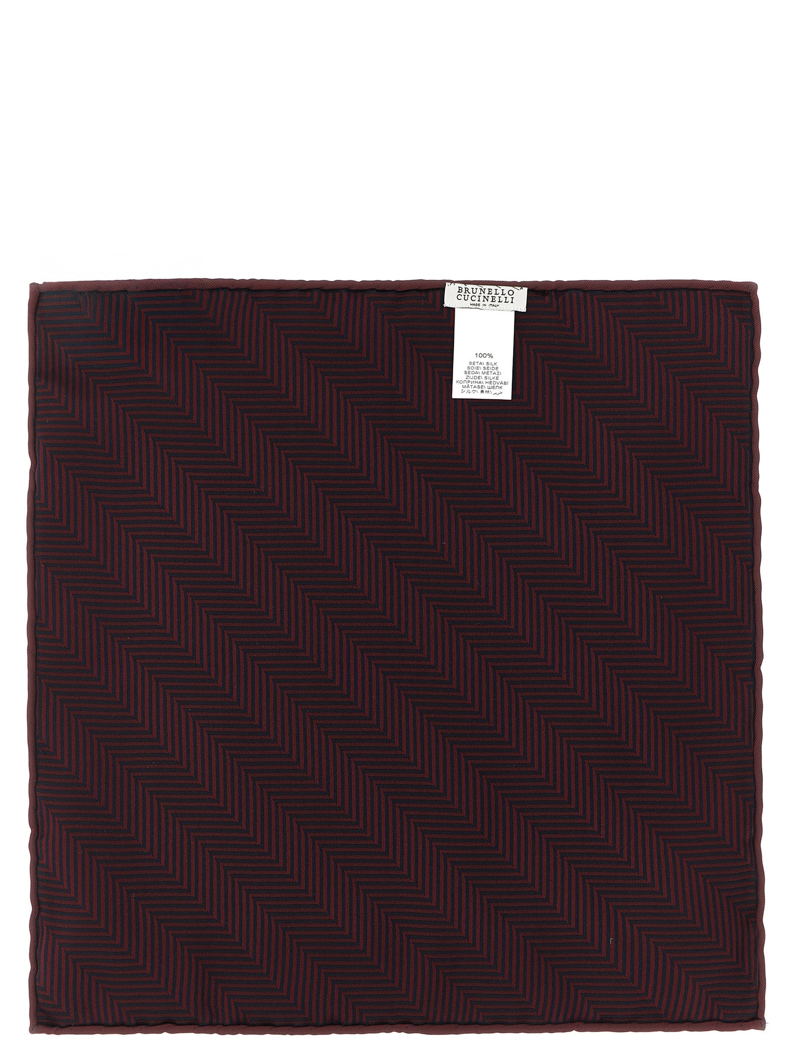 Brunello Cucinelli Bordeaux Silk Pocket Square Brunello Cucinelli