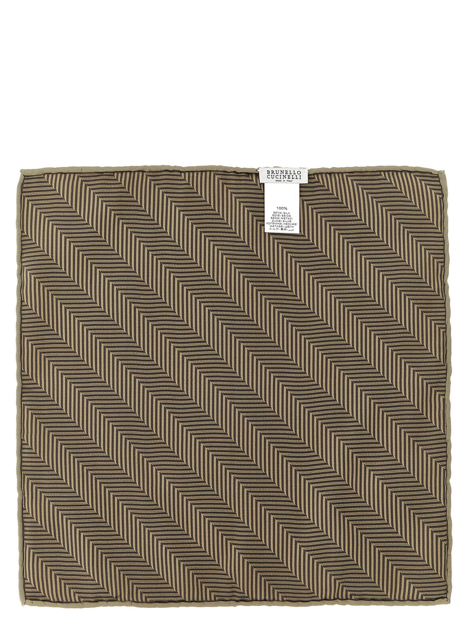 Brunello Cucinelli Beige Silk Pocket Square Brunello Cucinelli