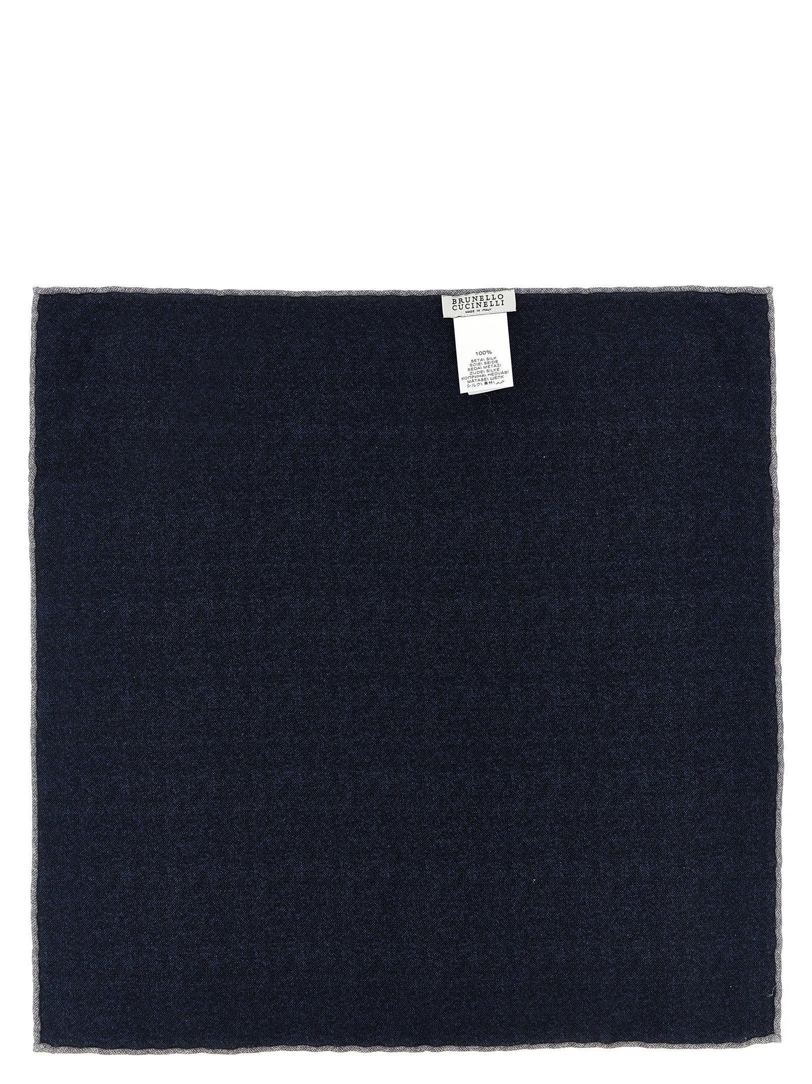 Brunello Cucinelli Blue Silk Pocket Square Brunello Cucinelli