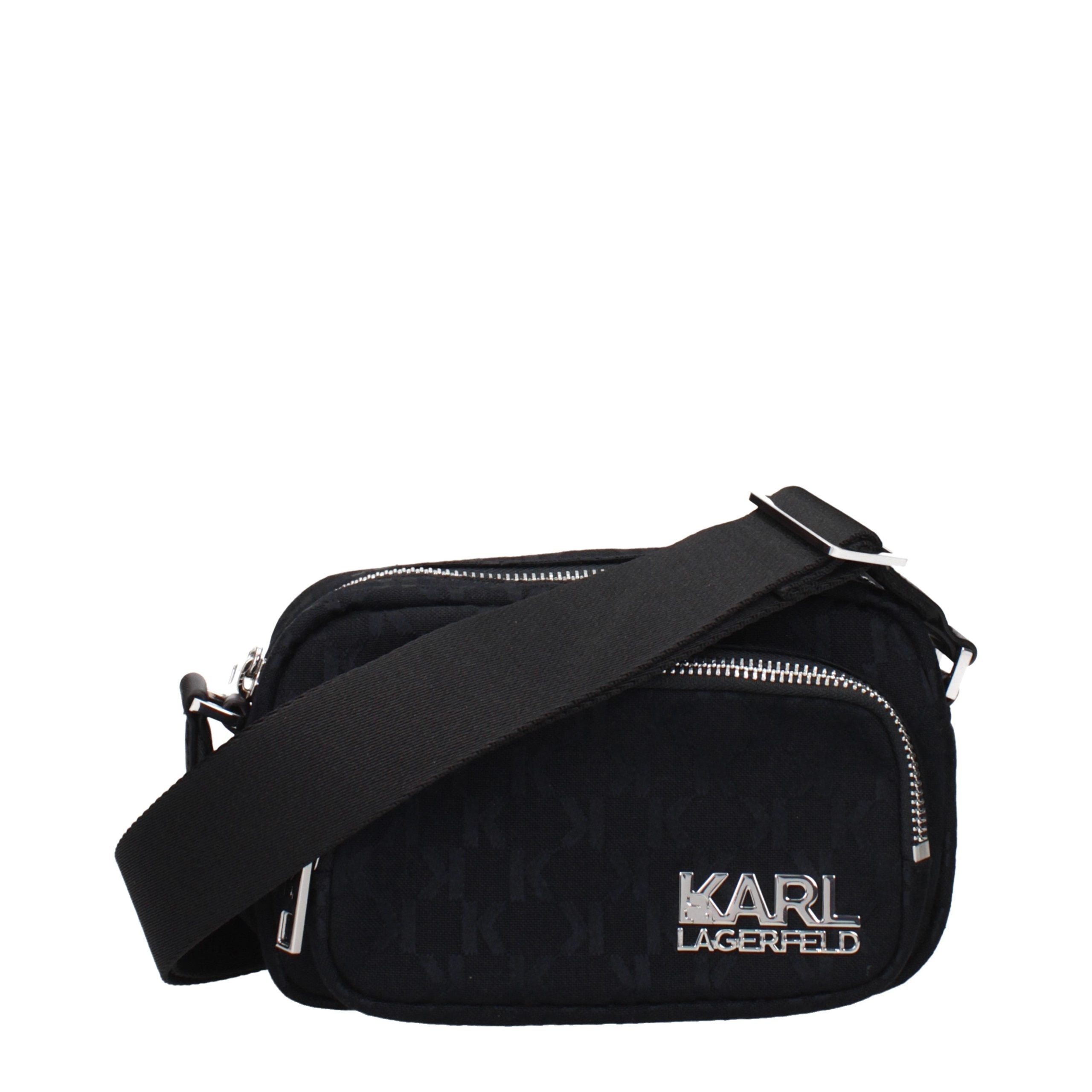 Karl Lagerfeld Black Fabric Crossbody Bag Karl Lagerfeld