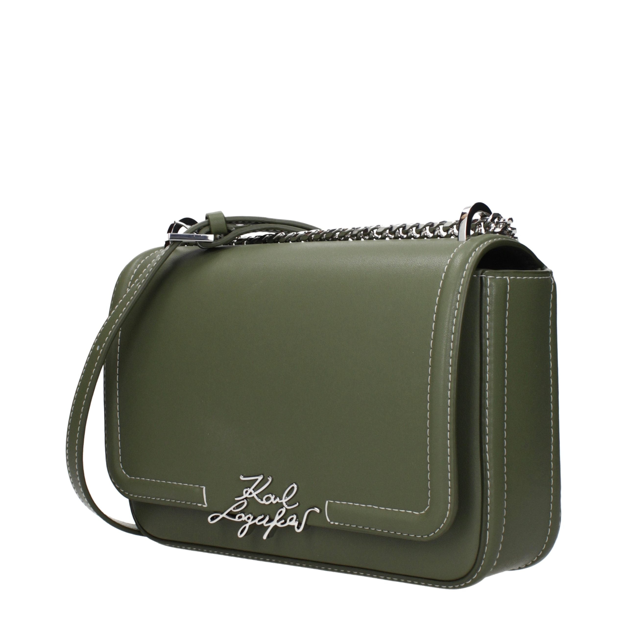 Karl Lagerfeld Green Leather Shoulder Bag Karl Lagerfeld