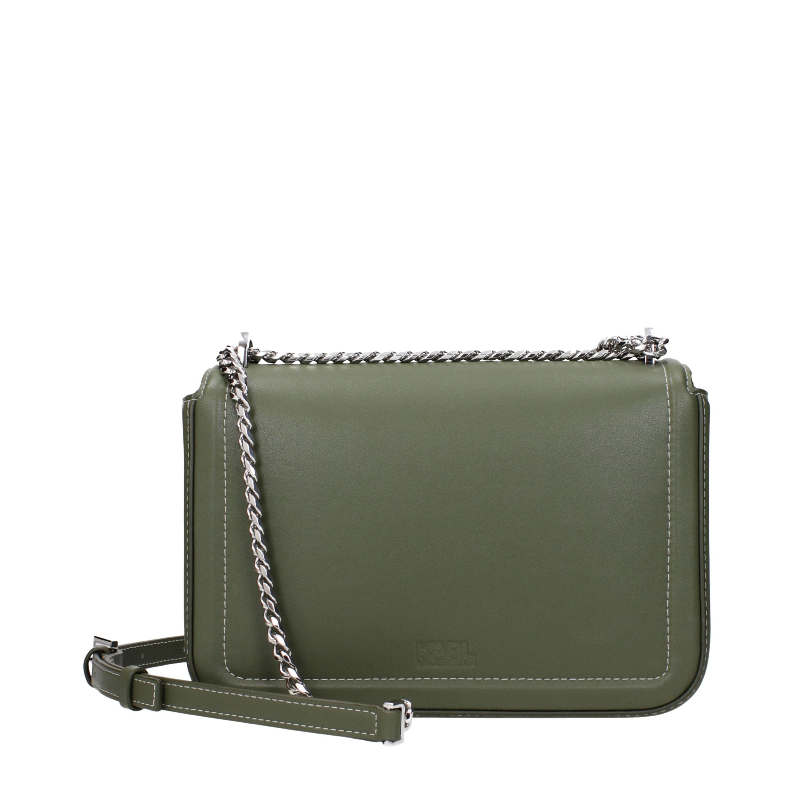 Karl Lagerfeld Green Leather Shoulder Bag Karl Lagerfeld