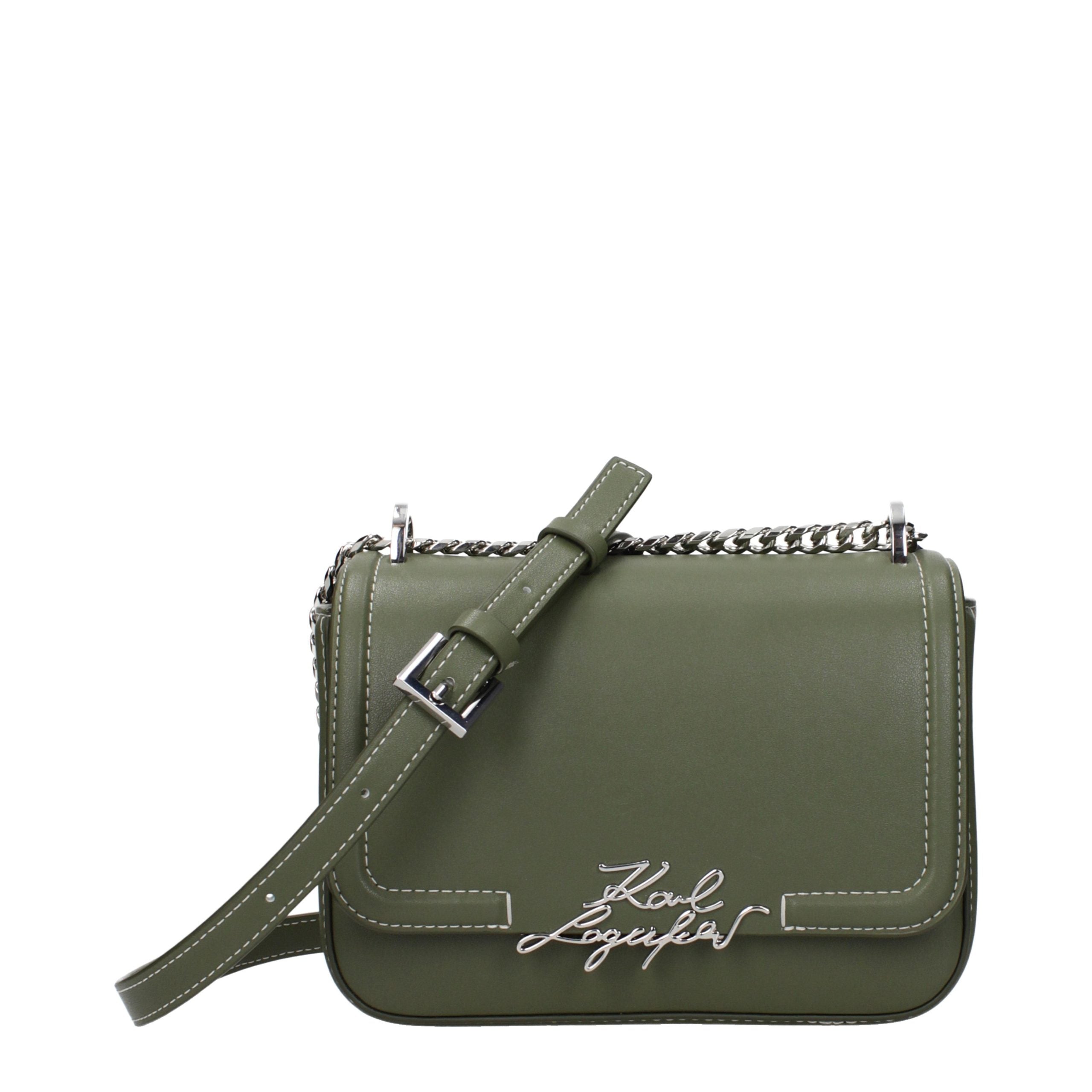 Karl Lagerfeld Green Leather Crossbody Bag Karl Lagerfeld