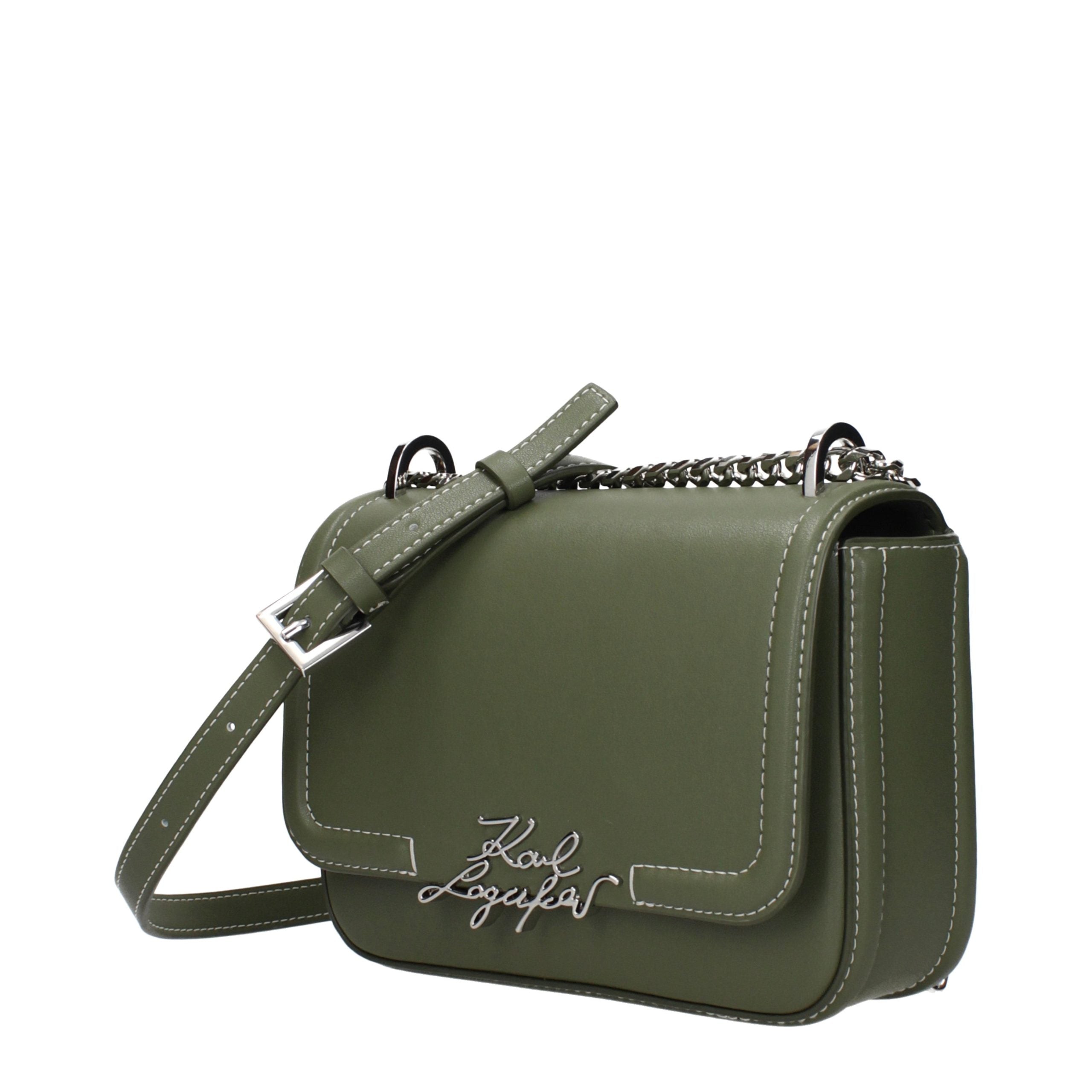 Karl Lagerfeld Green Leather Crossbody Bag Karl Lagerfeld