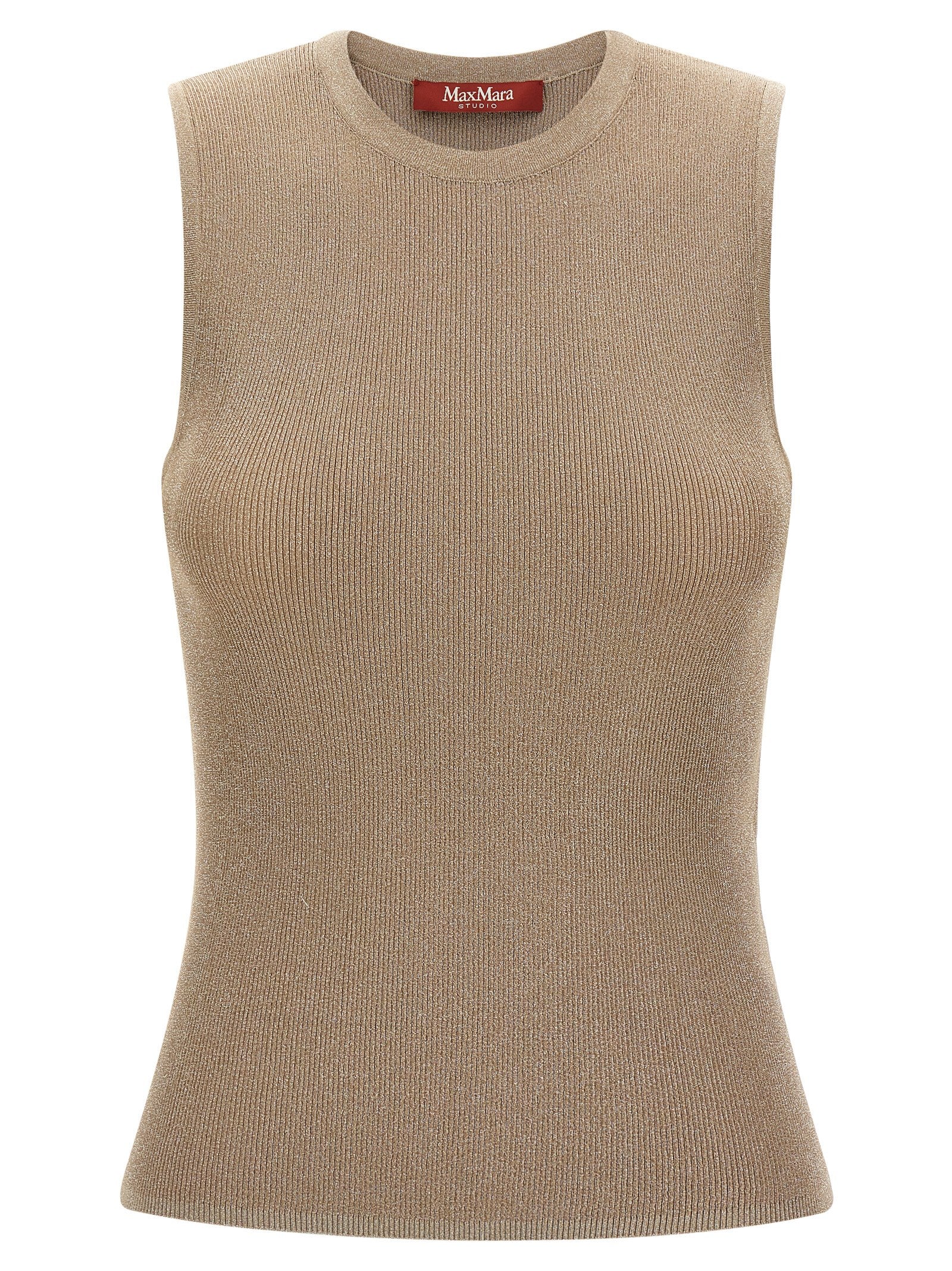 Max Mara Beige Polyamide Sleeveles T-Shirt Max Mara