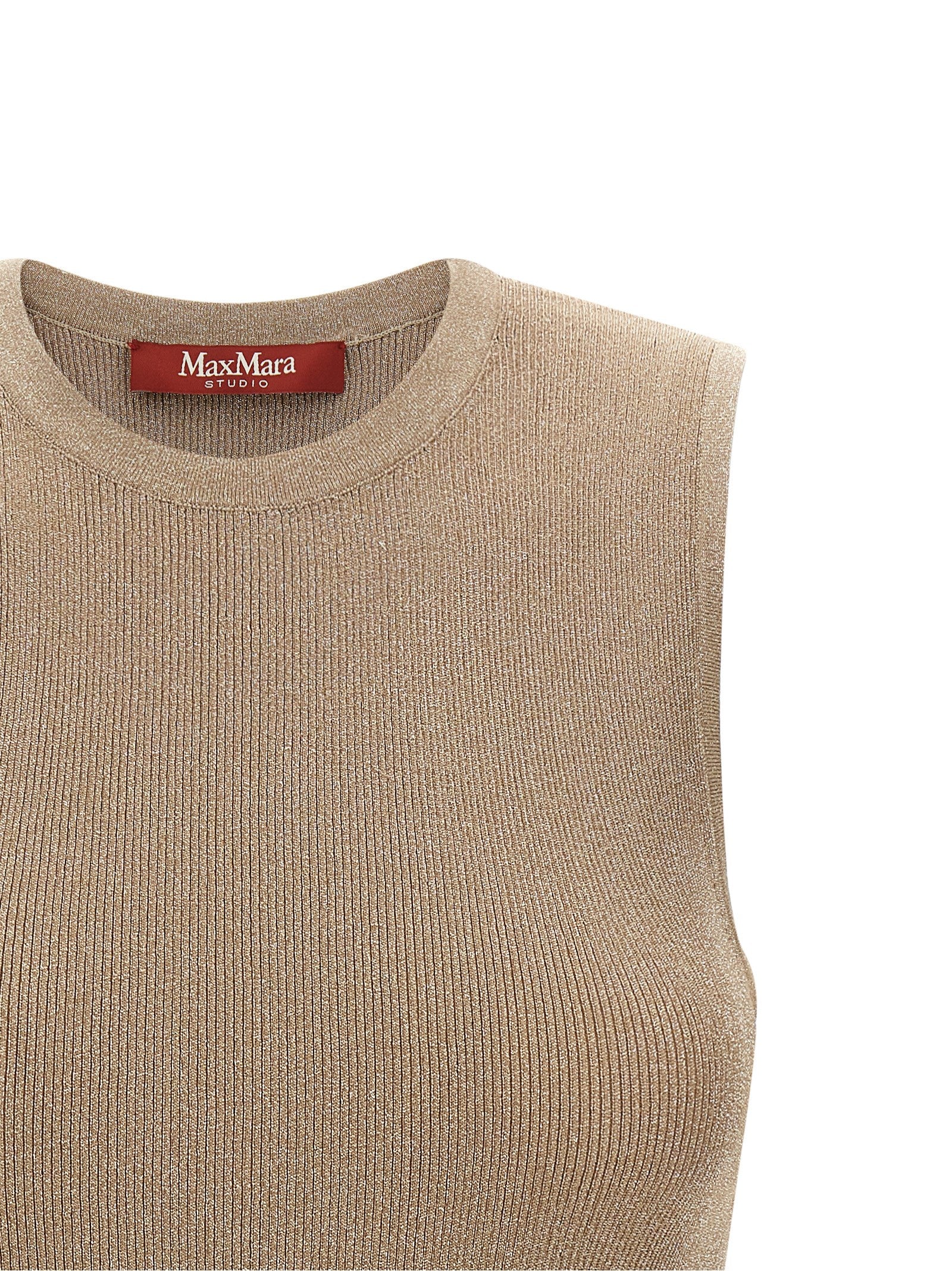 Max Mara Beige Polyamide Sleeveles T-Shirt Max Mara